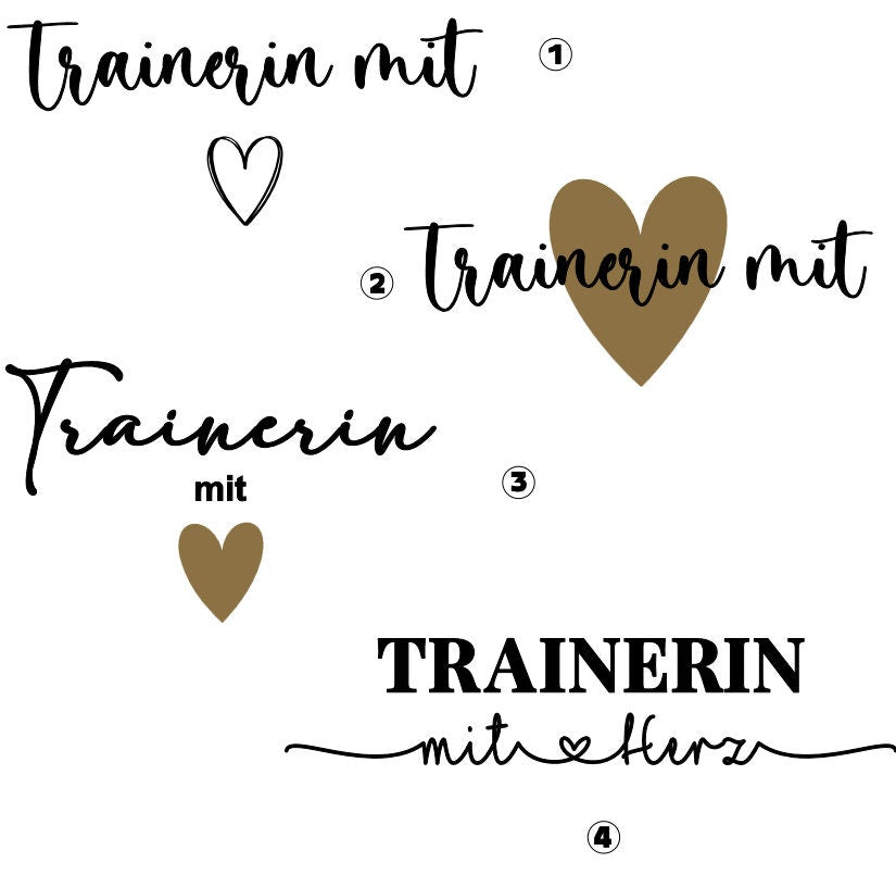 Trainerin mit Herz untersch. Designs, Abschiedsgeschenk, Dankeschön / verschiedene Taschenmodelle