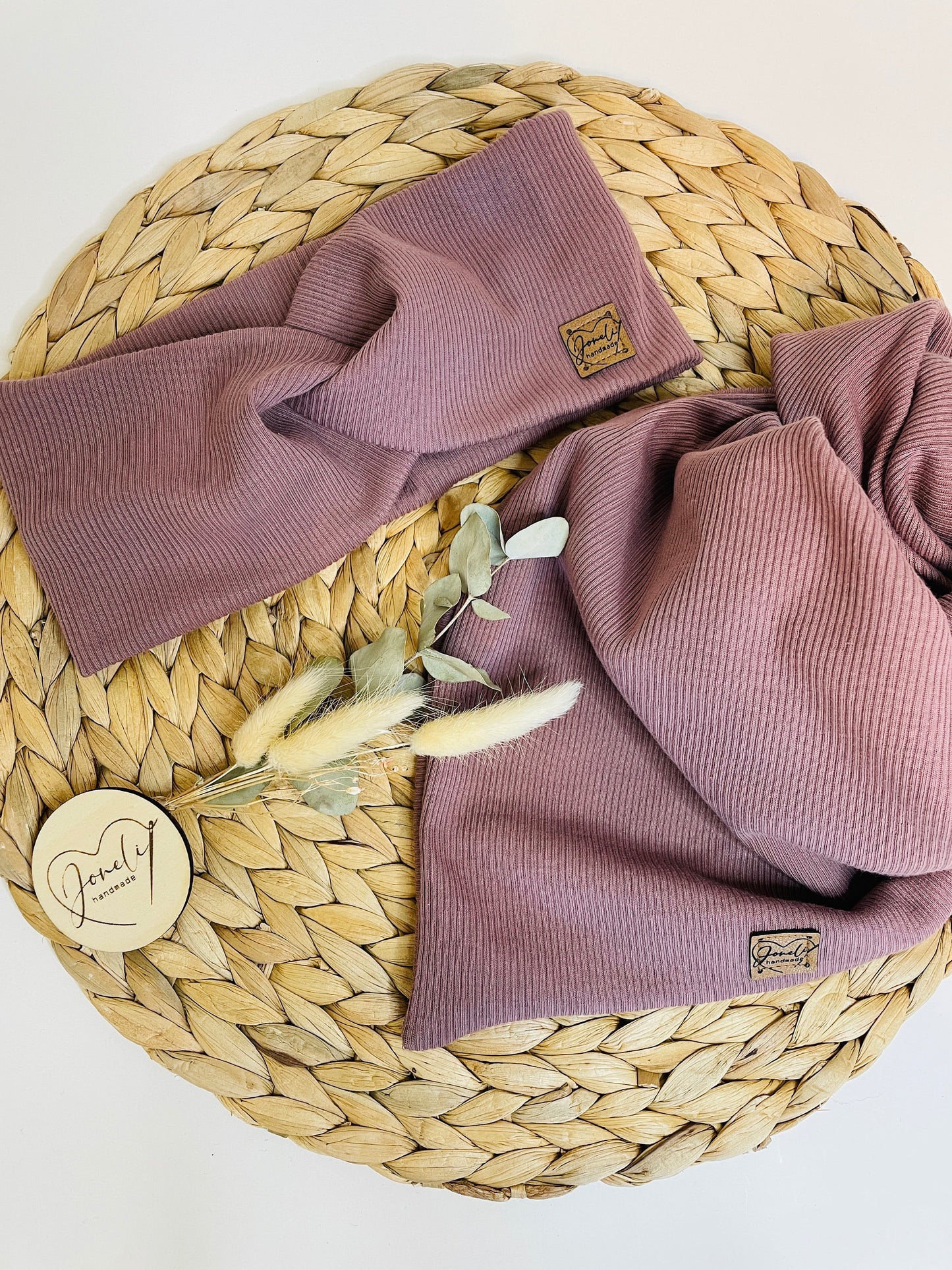 Stirnband mit Knotendetail mit passenden Dreieckstuch für Kinder und Frauen in tollen Farben aus Rip Jersey