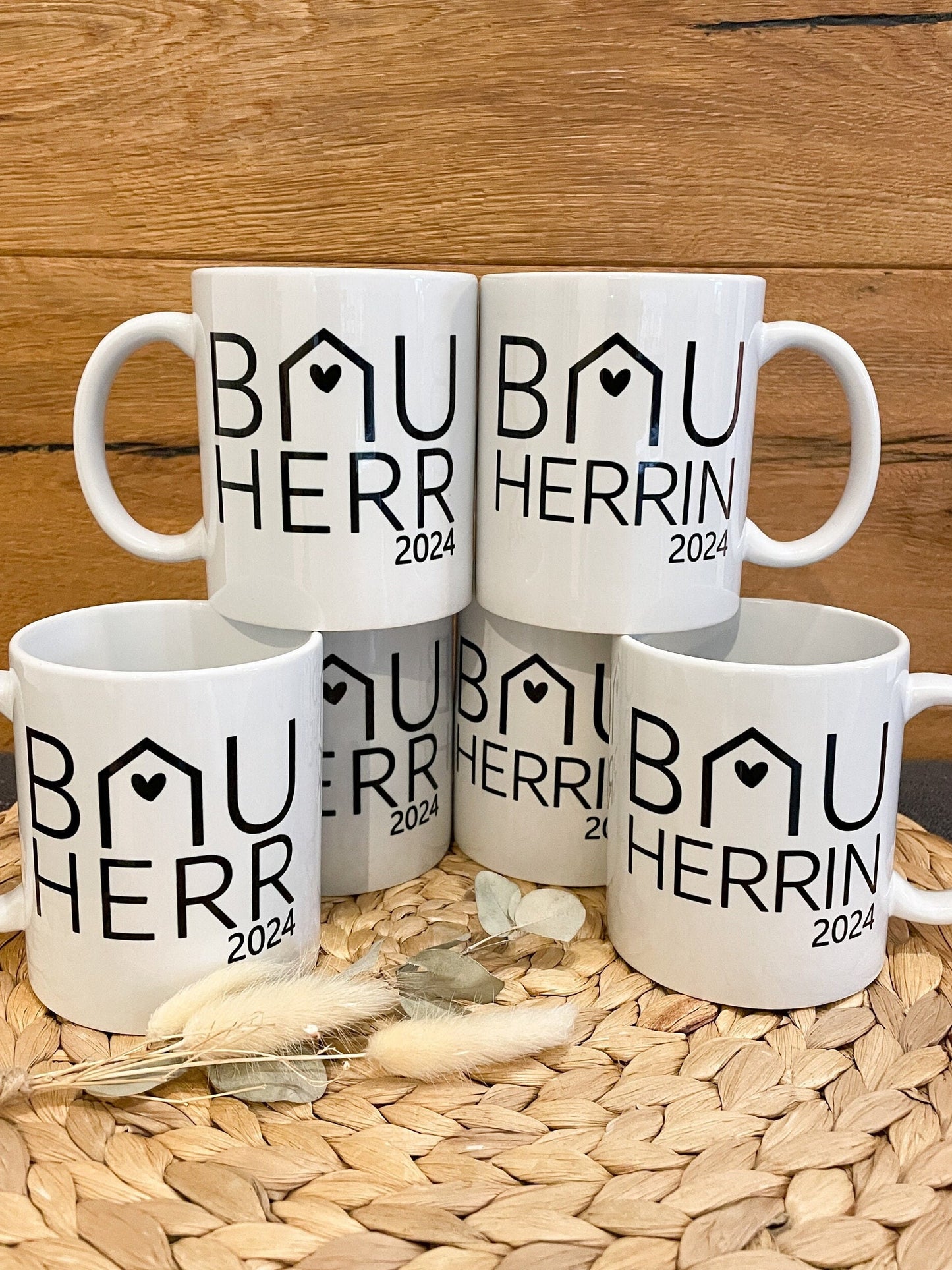 BAUHERR / BAUHERRIN personalisierte Tassen und Schlüsselanhänger / Geschenk für Bauherren