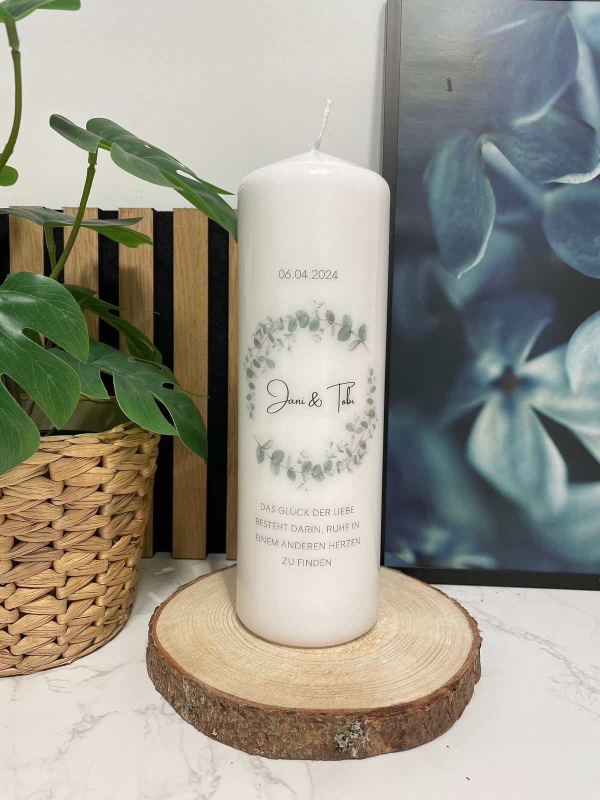 Traukerze Eukalyptus / Hochzeits Kerze – Joneli Handmade