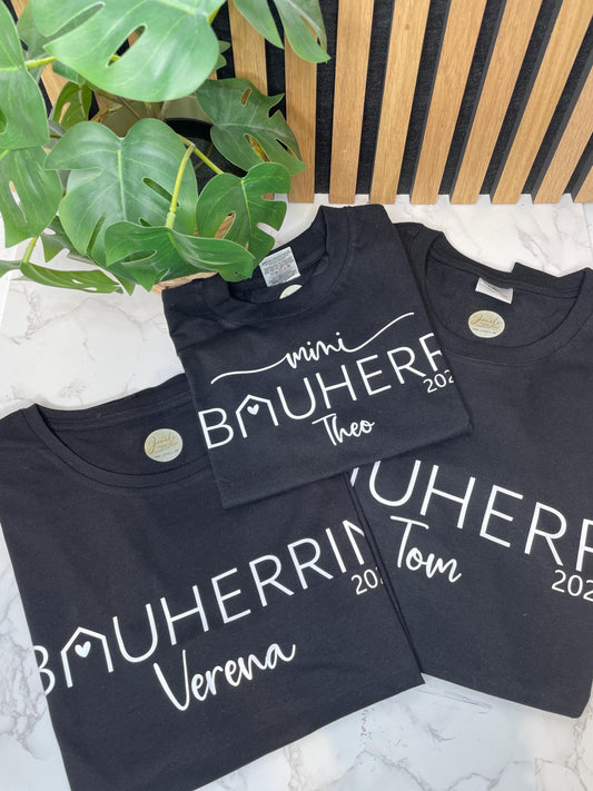 BAUHERR / BAUHERRIN personalisiertes T-Shirt / Geschenk für Bauherren