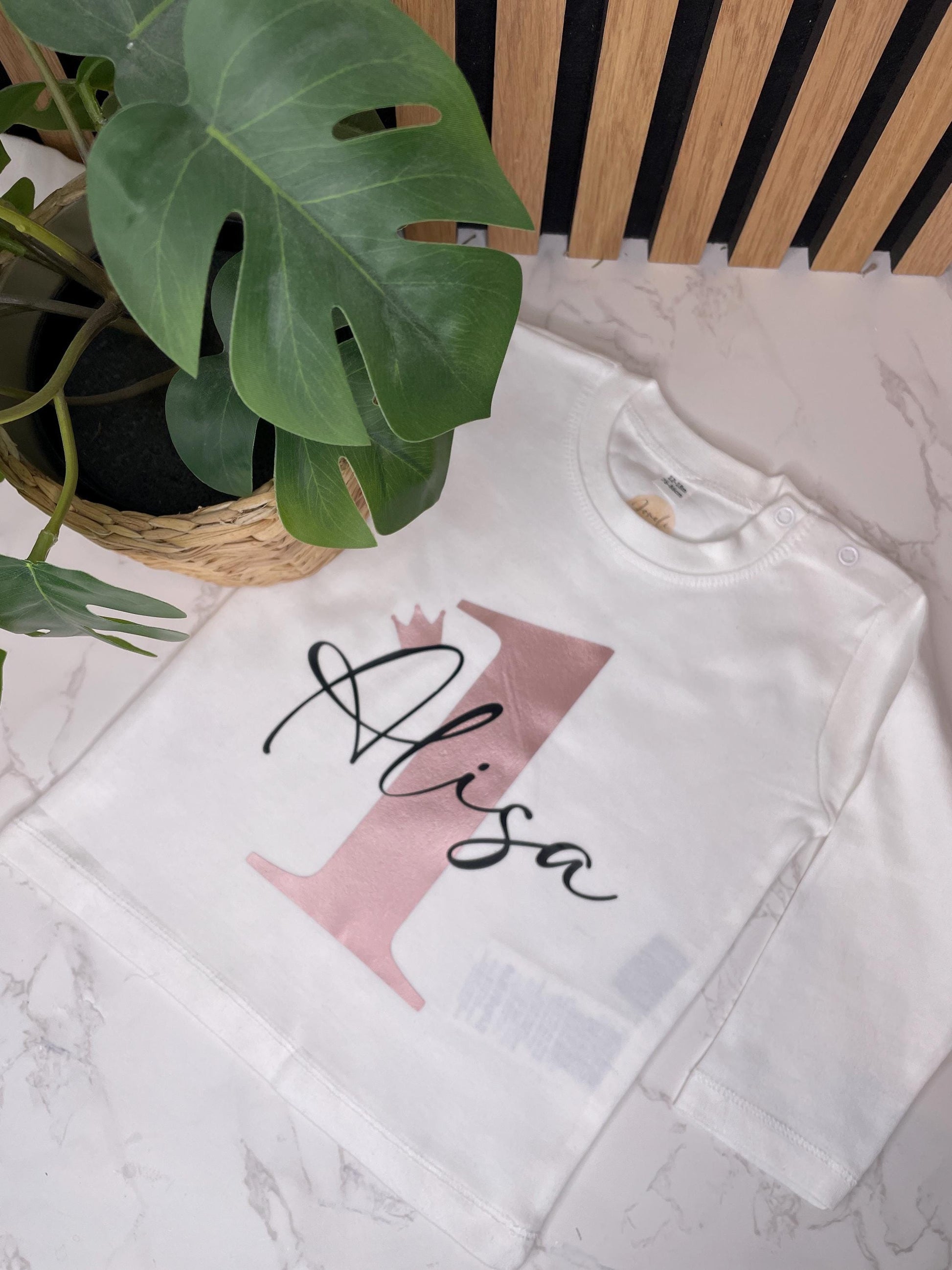 Geburtstags Shirt langarm für Mädchen mit individuellem Aufdruck in Gold, Silber oder Rosegold