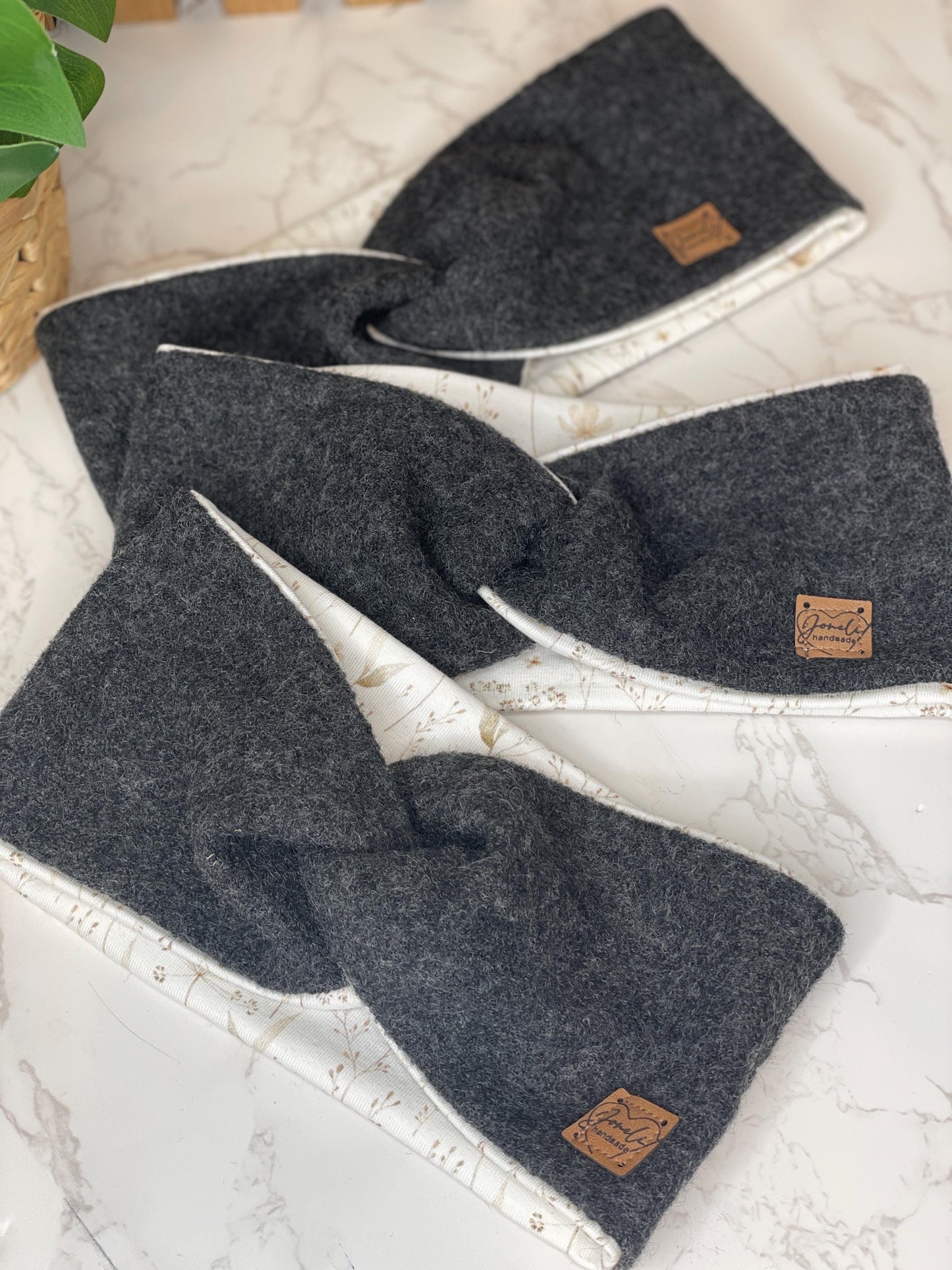 Warmes Merino Stirnband mit Knotendetail