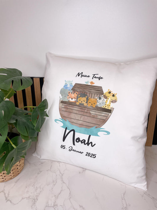 Taufkissen, Geschenk zur Taufe, Geschenk zur Geburt mit dem Aufdruck Arche Noah