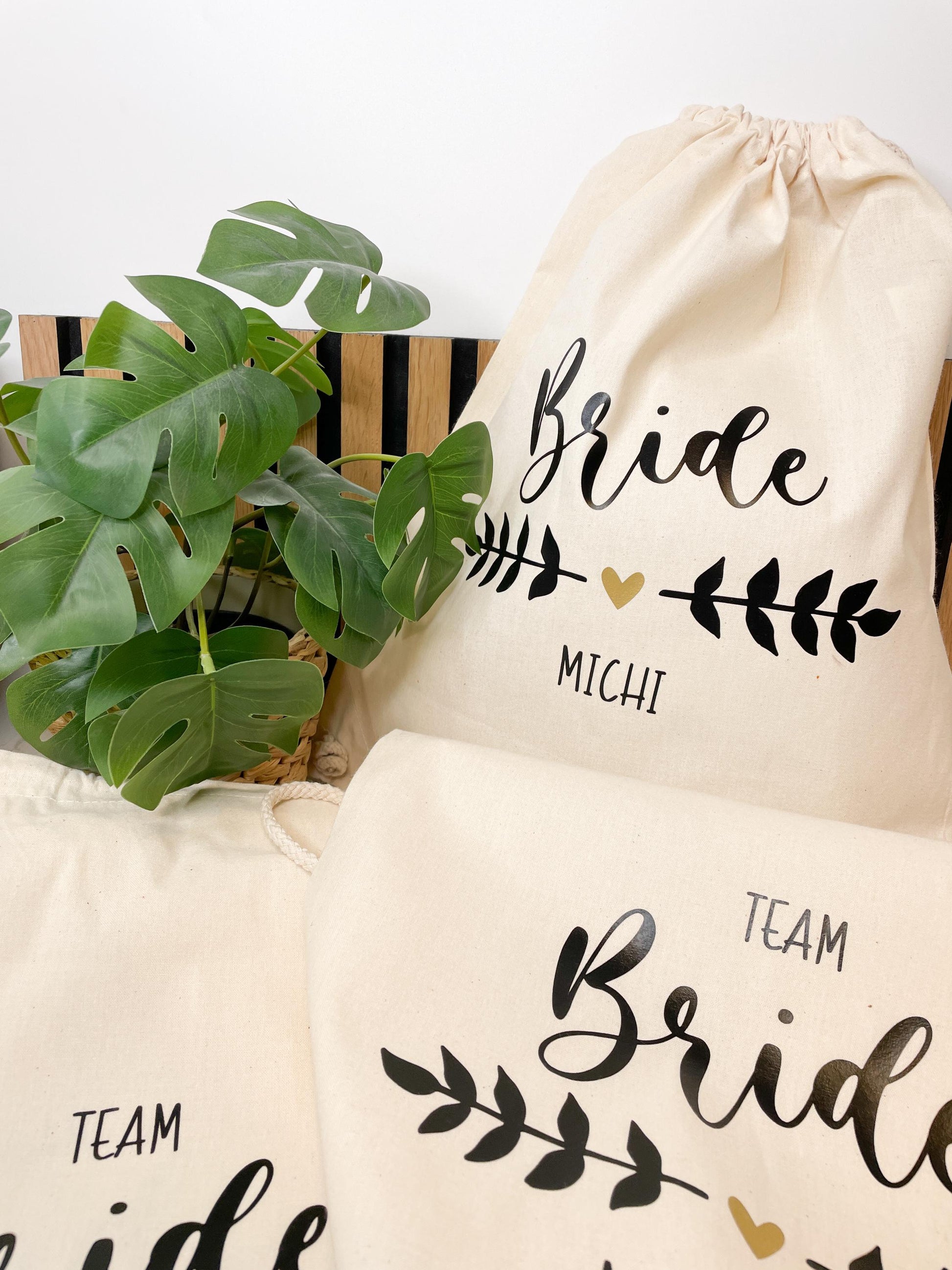 JGA Rucksack /Junggesellinnenabschied / Turnbeutel / Braut / Team Bride / verschiedene Designs - Mengenrabatt