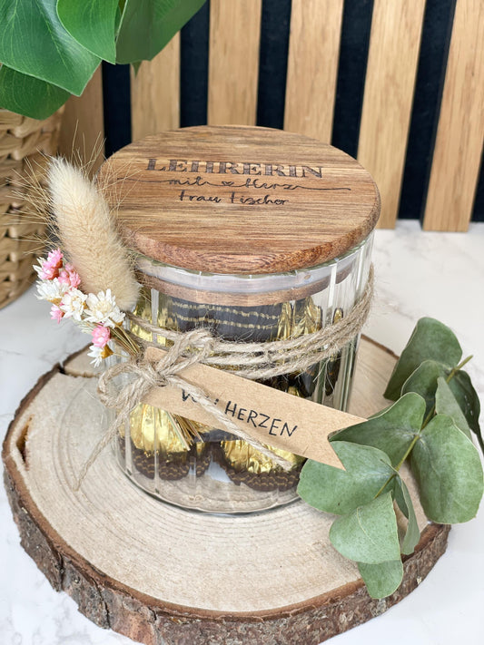 Lehrerin mit Herz, danke für die schöne Zeit/ Dankeschön vorratsglas, Abschiedsgeschenk Lehrerin