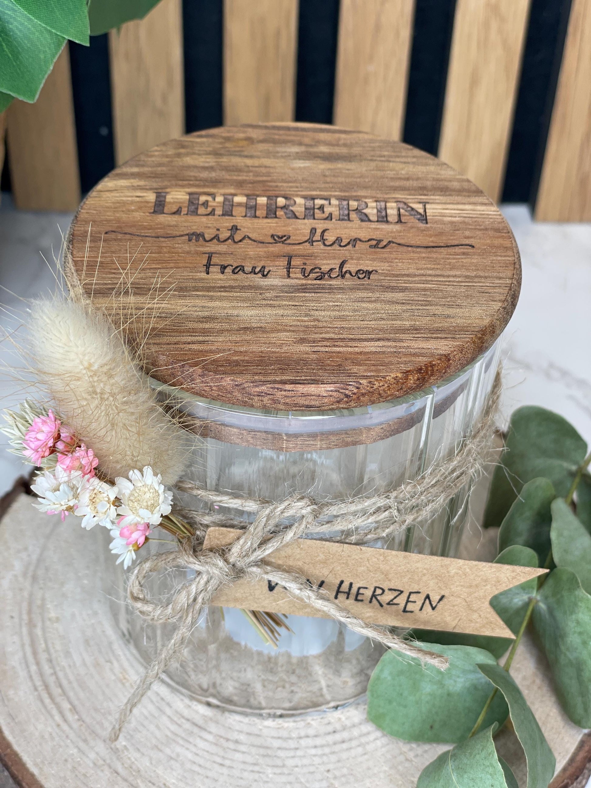Lehrerin mit Herz, danke für die schöne Zeit/ Dankeschön vorratsglas, Abschiedsgeschenk Lehrerin