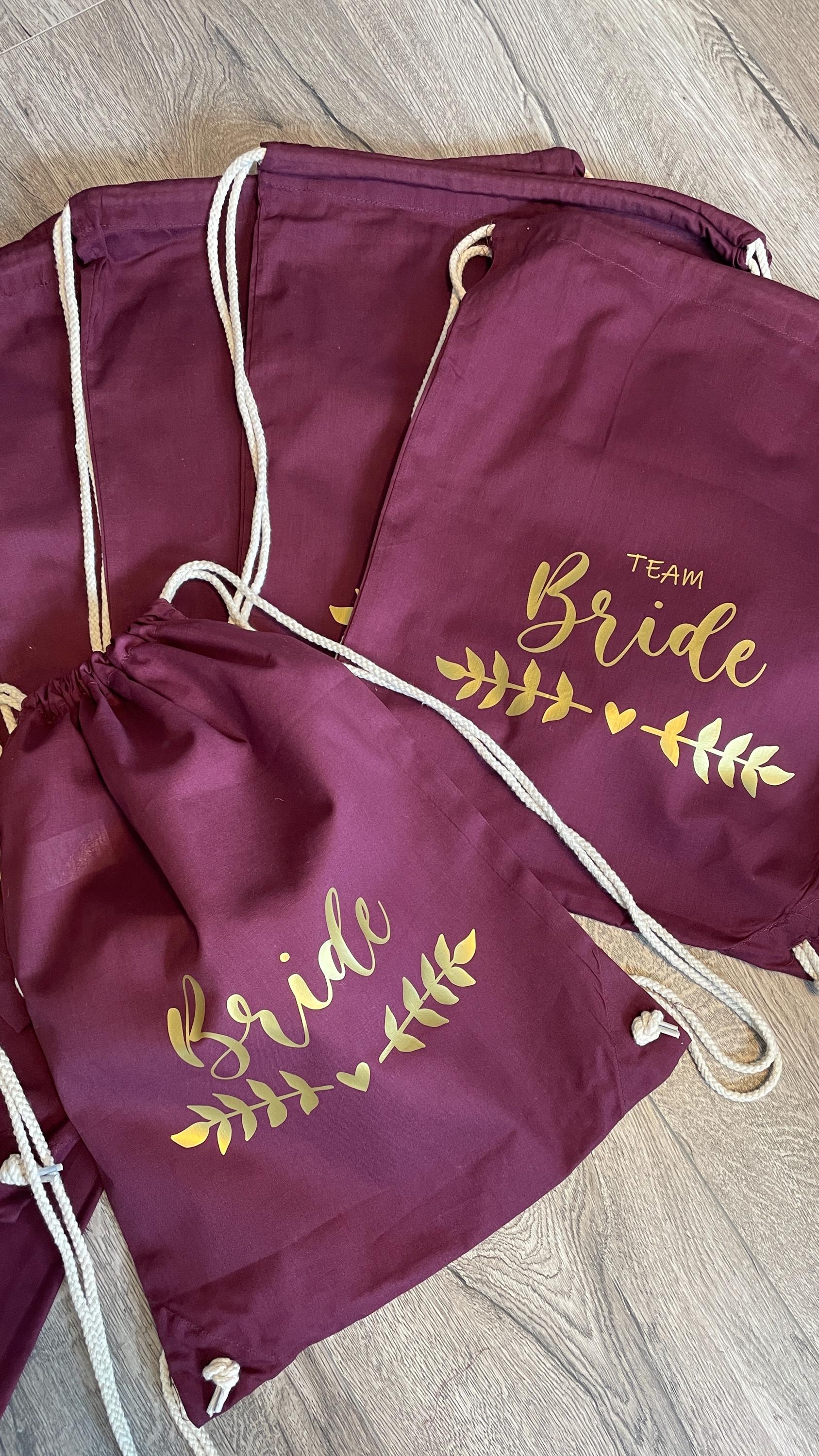JGA Rucksack /Junggesellinnenabschied / Turnbeutel / Braut / Team Bride / verschiedene Designs - Mengenrabatt