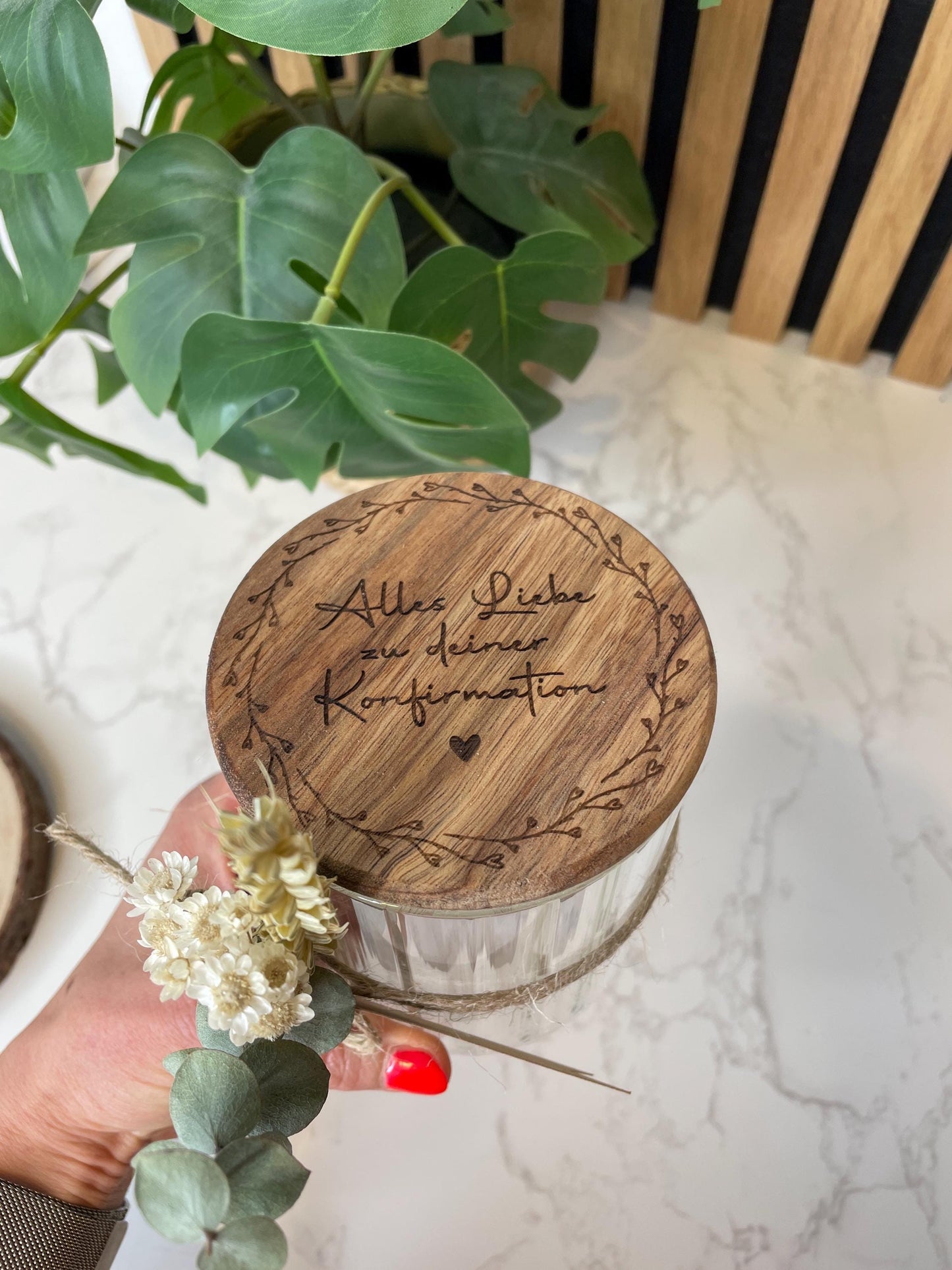 Geschenkglas zur Konfirmation oder Kommunion / Raysin deko /vorratsglas