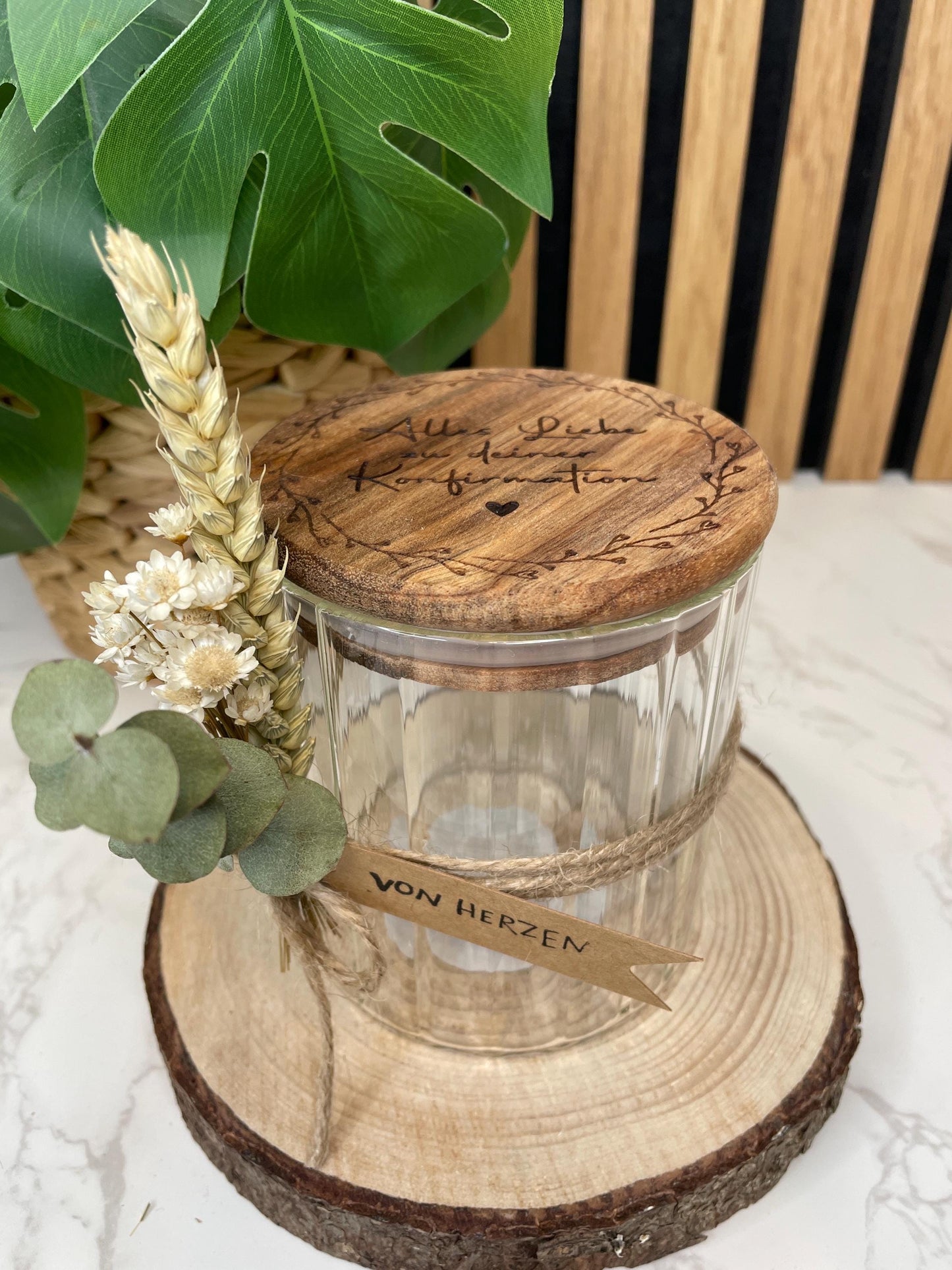 Geschenkglas zur Konfirmation oder Kommunion / Raysin deko /vorratsglas