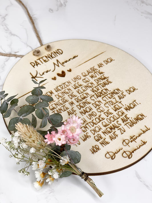 Patenkind / Glückwünsche zur Taufe / Holzschild Geschenk Taufe und Geburt