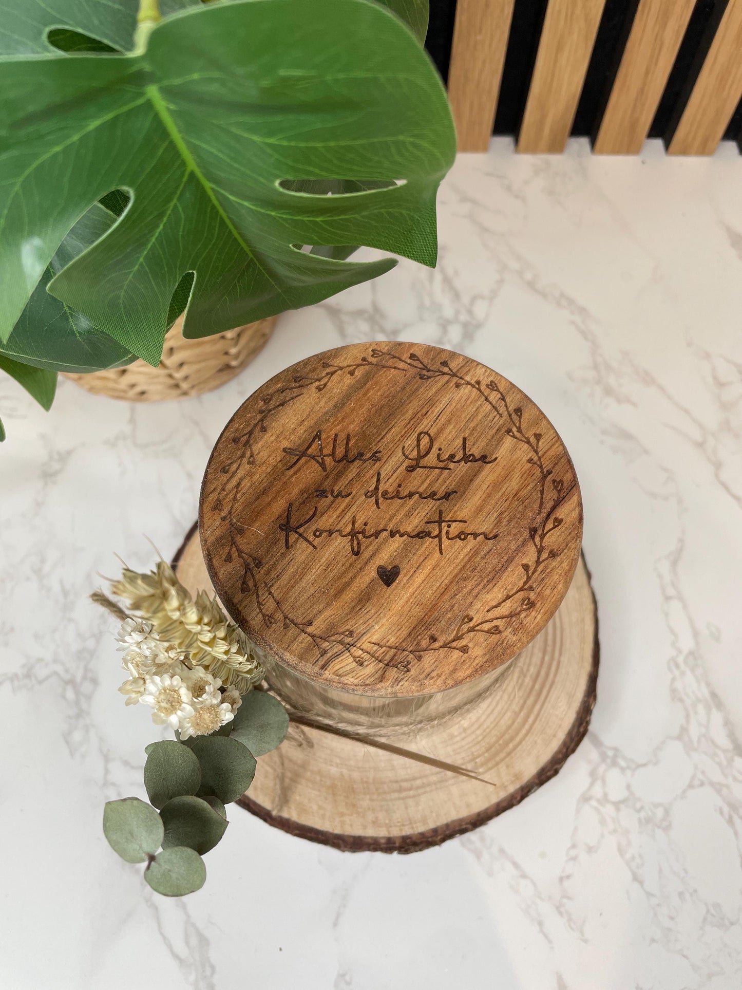 Geschenkglas zur Konfirmation oder Kommunion / Raysin deko /vorratsglas