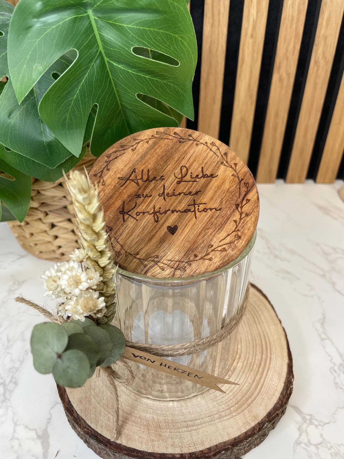 Geschenkglas zur Konfirmation oder Kommunion / Raysin deko /vorratsglas