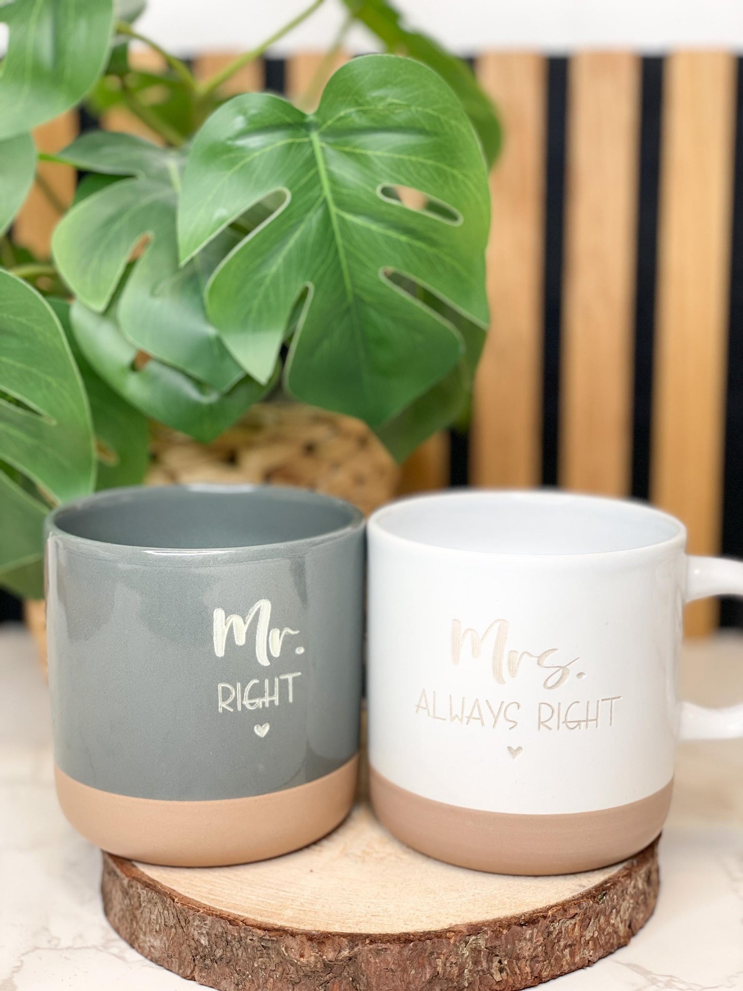 Hochzeitsgeschenk Tassen Set Mr und Mrs mit schöner personalisierter Gravur