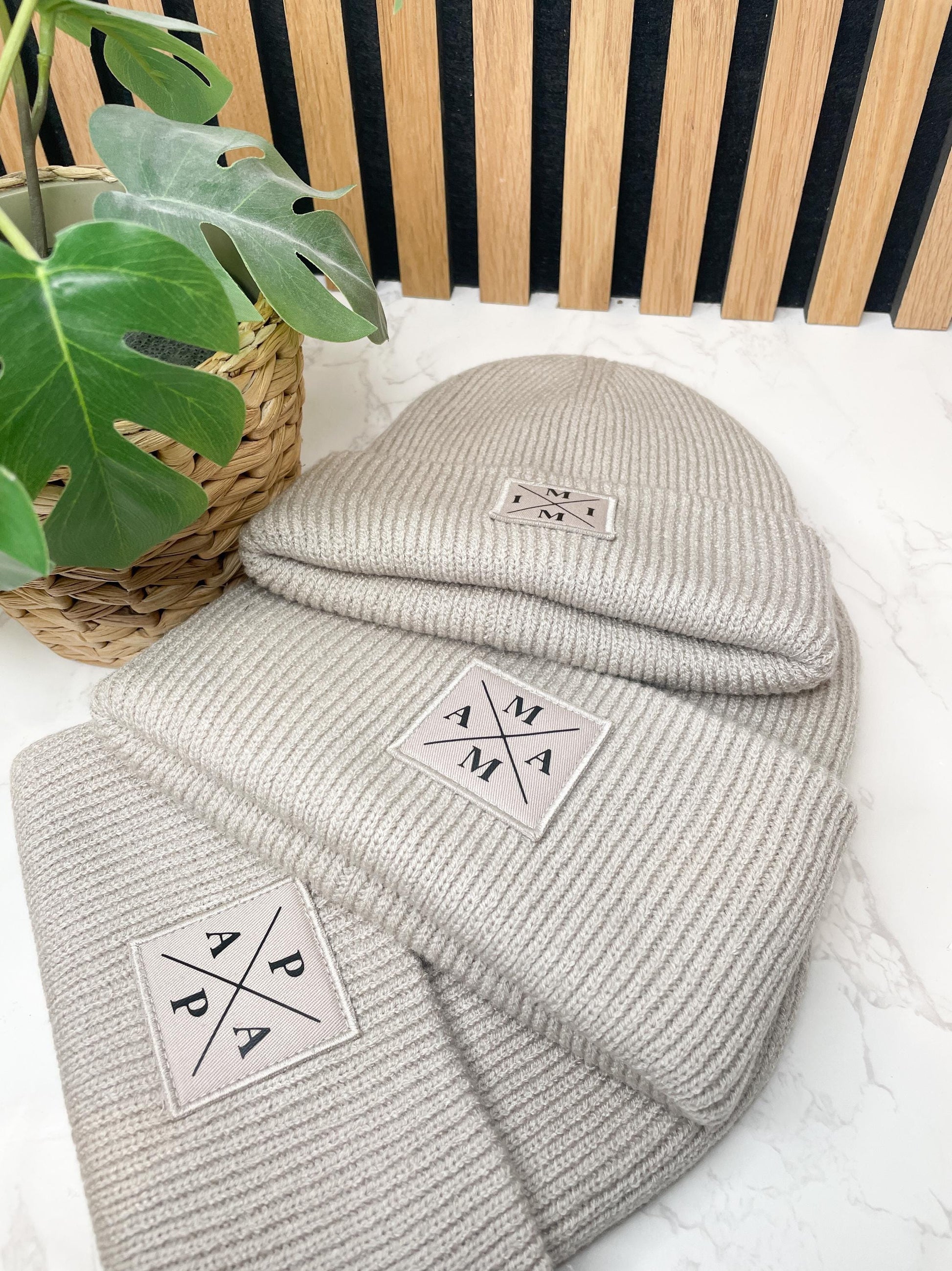 Winterbeanie Geobstrick Beanie mit deinem Wunschaufdruck