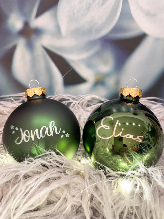 Personalisierte Christbaumkugeln, Weihnachtsgeschenk mit Name in verschiedenen Farben