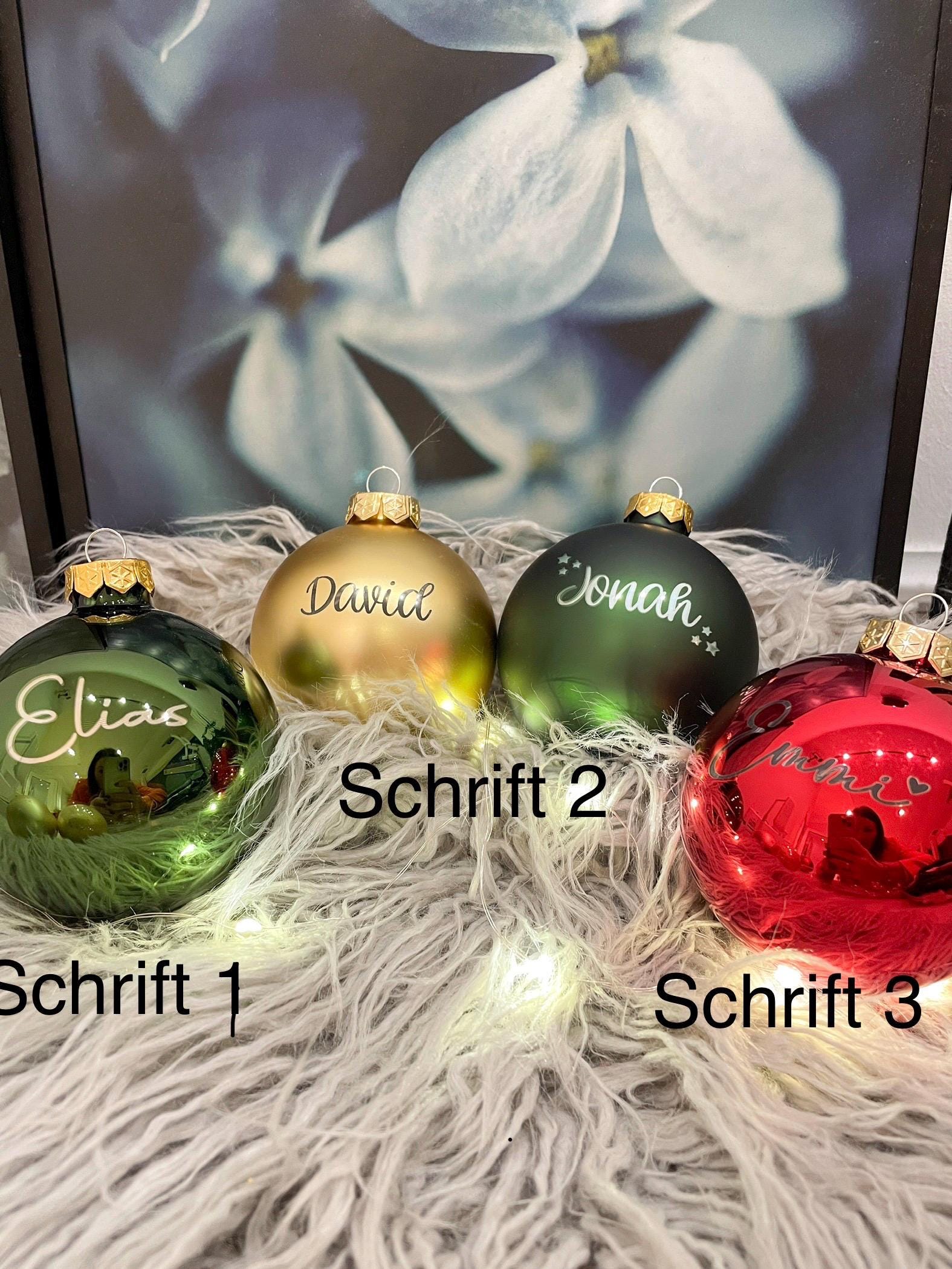 Personalisierte Christbaumkugeln, Weihnachtsgeschenk mit Name in verschiedenen Farben