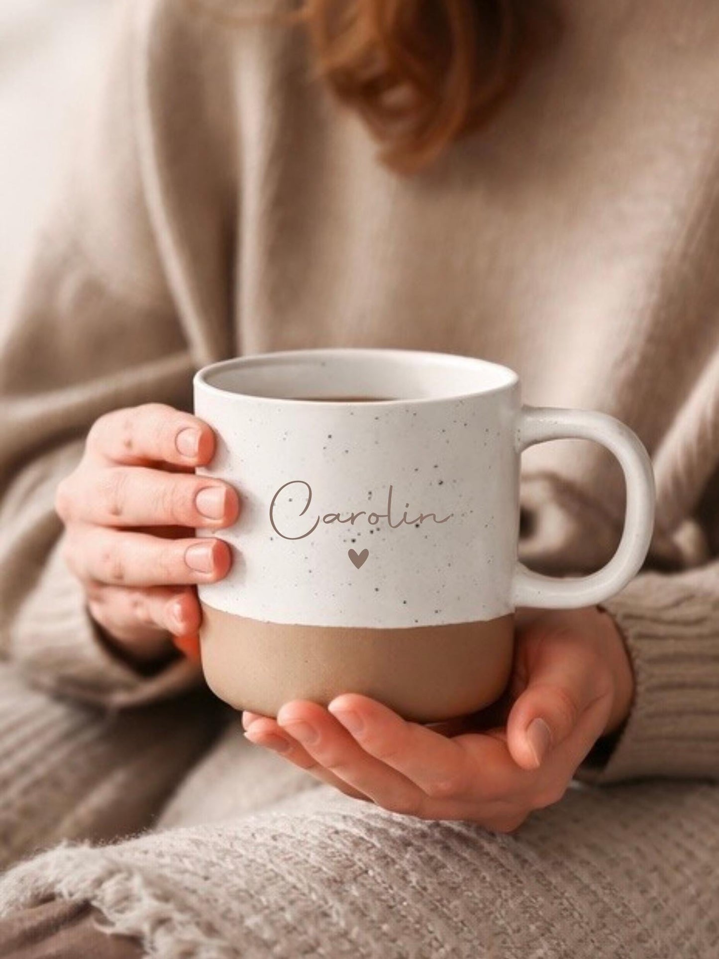 Keramikasse im Boho Stil personalisiert mit deinem Wunschaufdruck