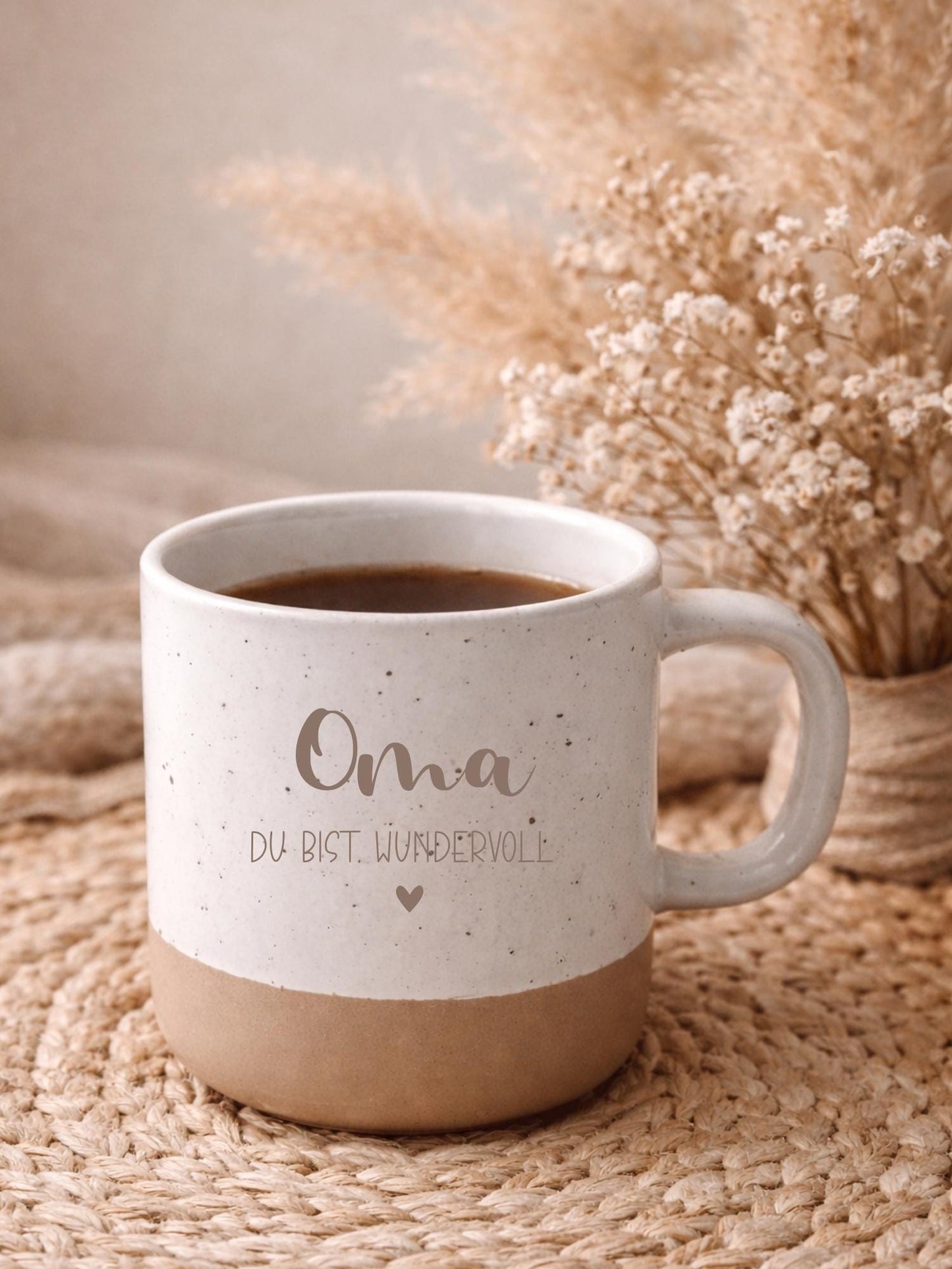 Keramikasse im Boho Stil personalisiert mit deinem Wunschaufdruck