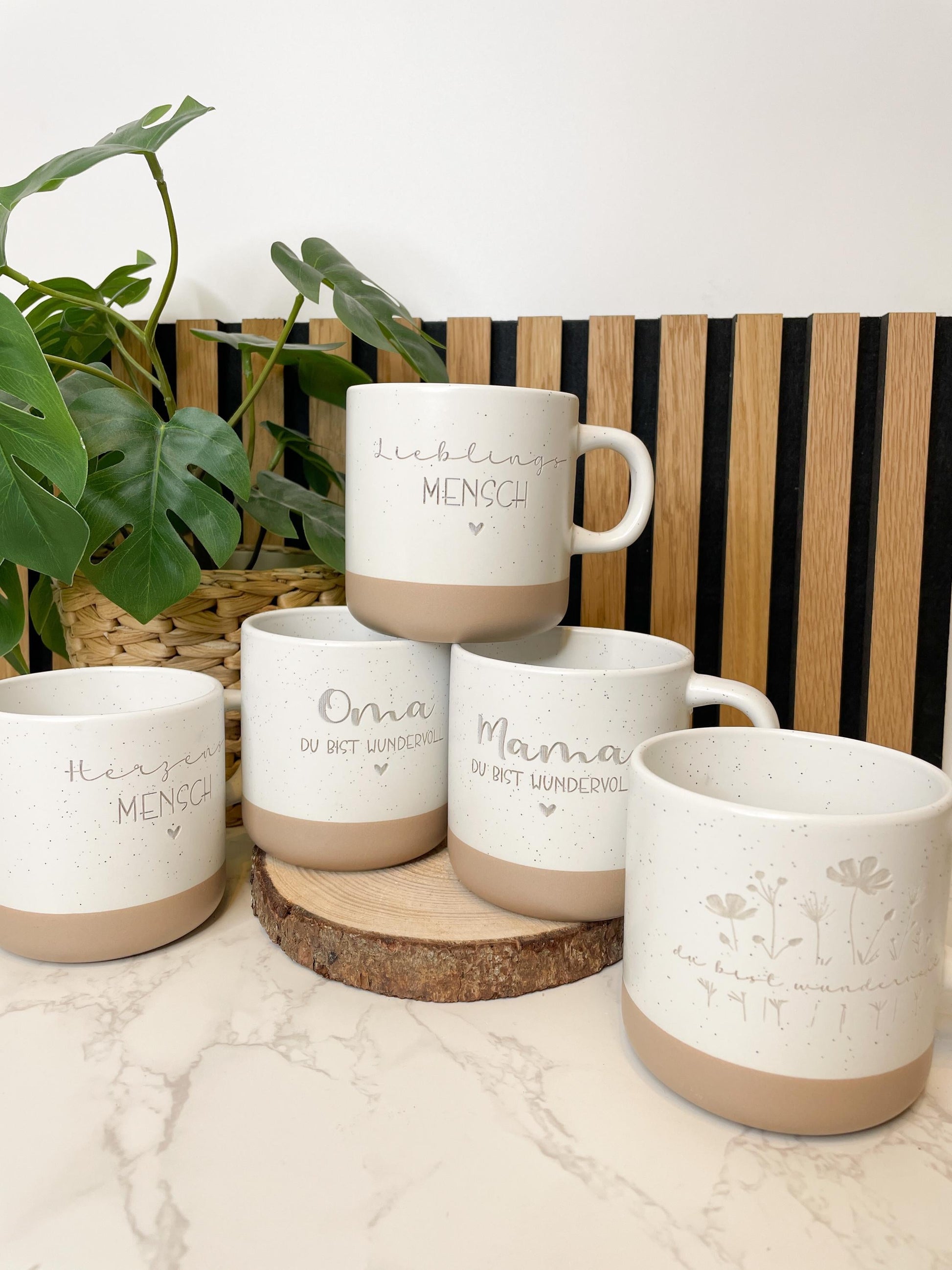 Keramikasse im Boho Stil personalisiert mit deinem Wunschaufdruck