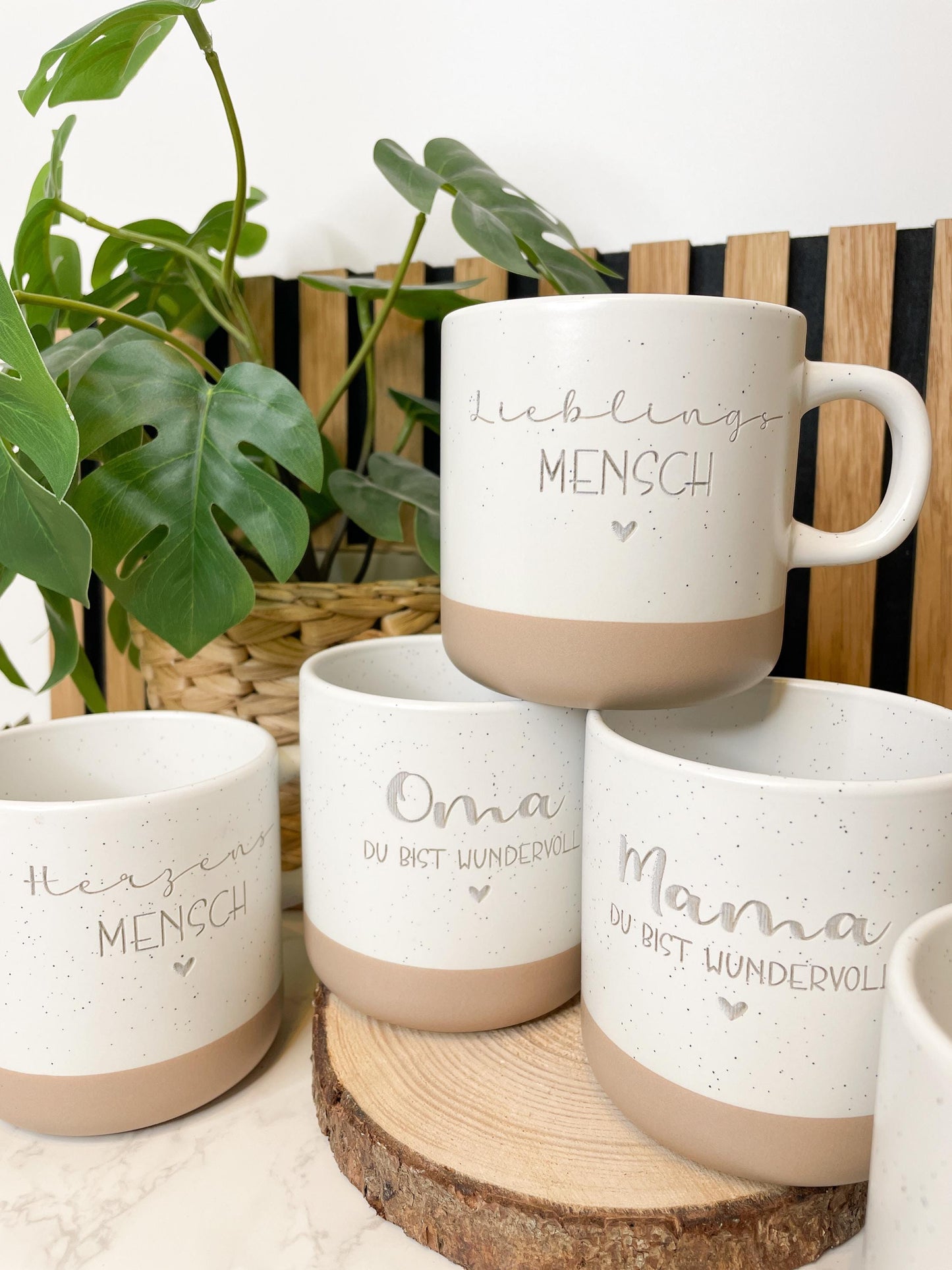 Keramikasse im Boho Stil personalisiert mit deinem Wunschaufdruck