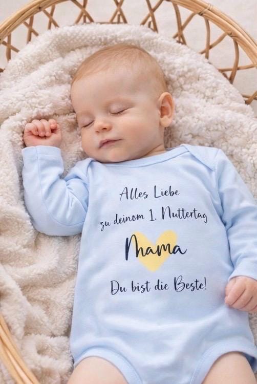 Alles Liebe zum Muttertag Mama/ Baby Body in rosa hellblau und weiß