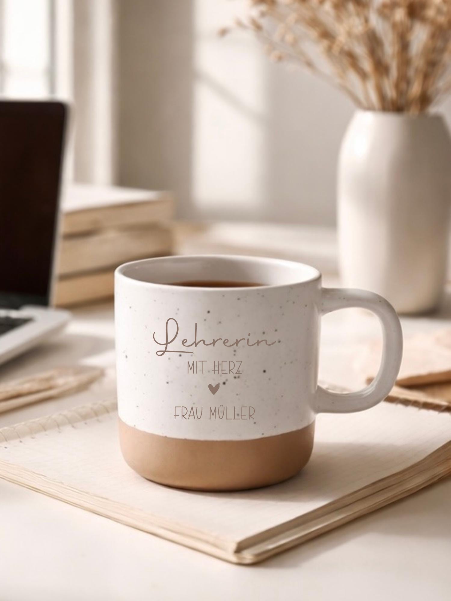 Keramikasse im Boho Stil personalisiert mit deinem Wunschaufdruck