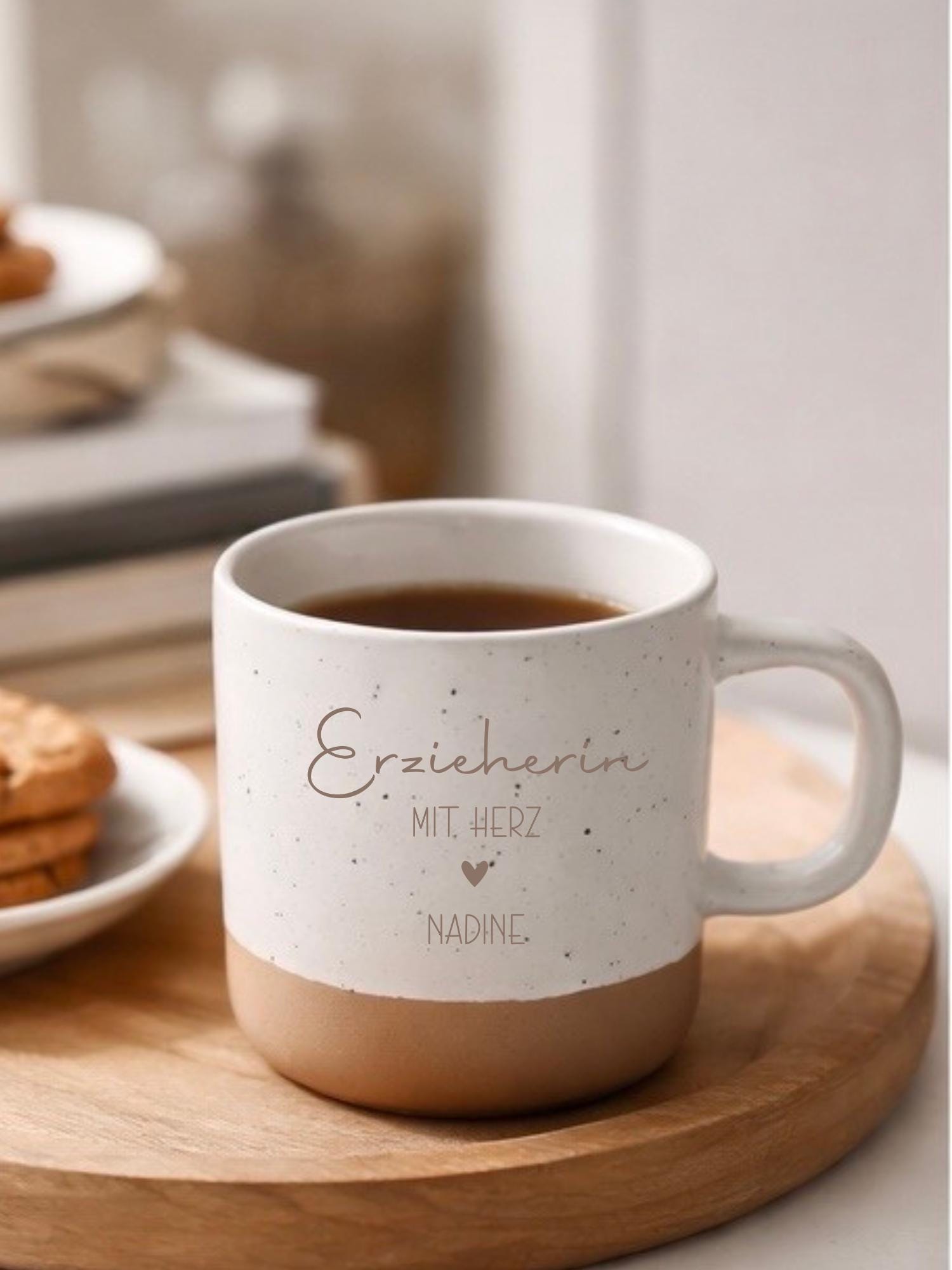 Keramikasse im Boho Stil personalisiert mit deinem Wunschaufdruck