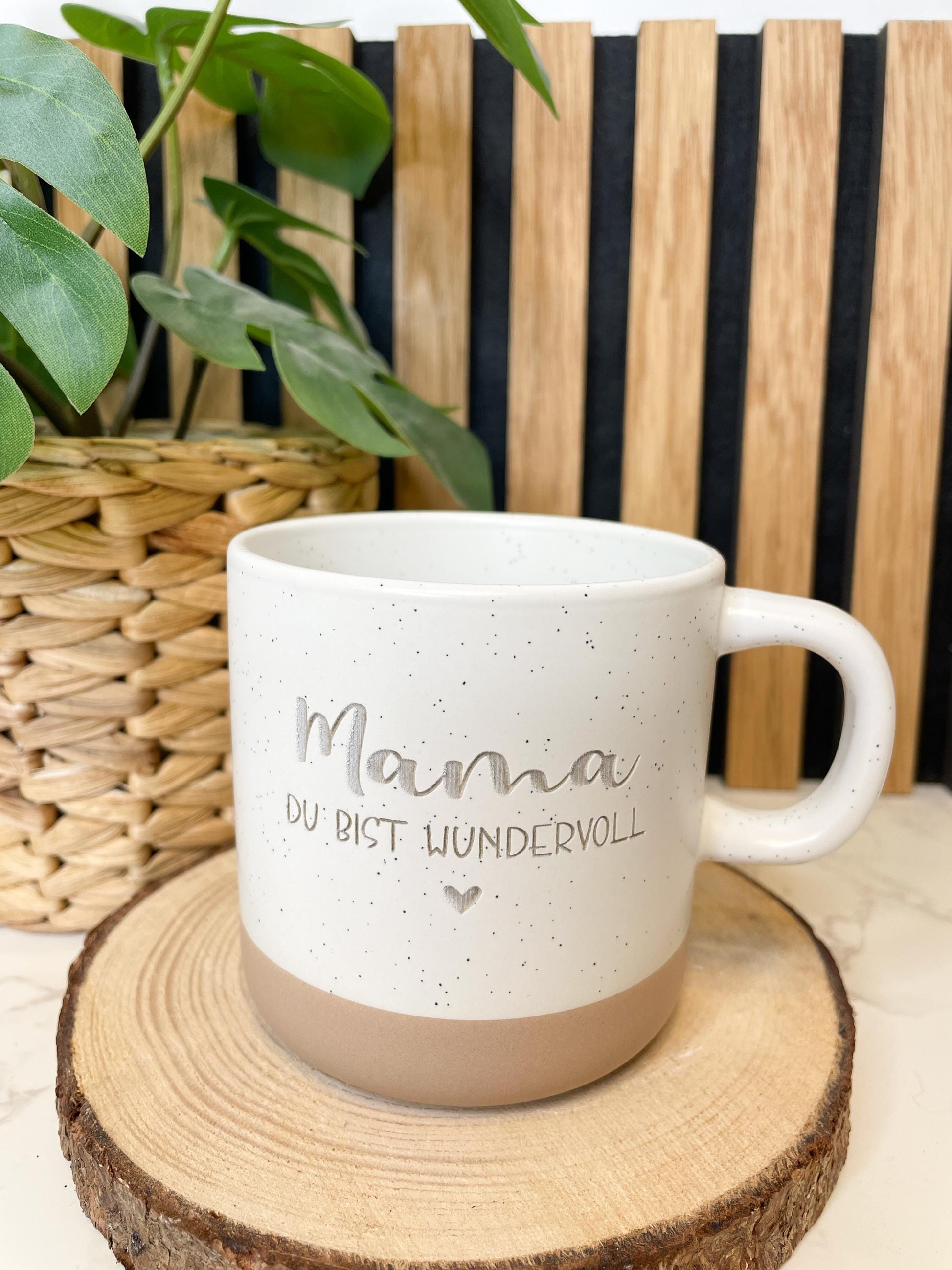 Keramikasse im Boho Stil personalisiert mit deinem Wunschaufdruck