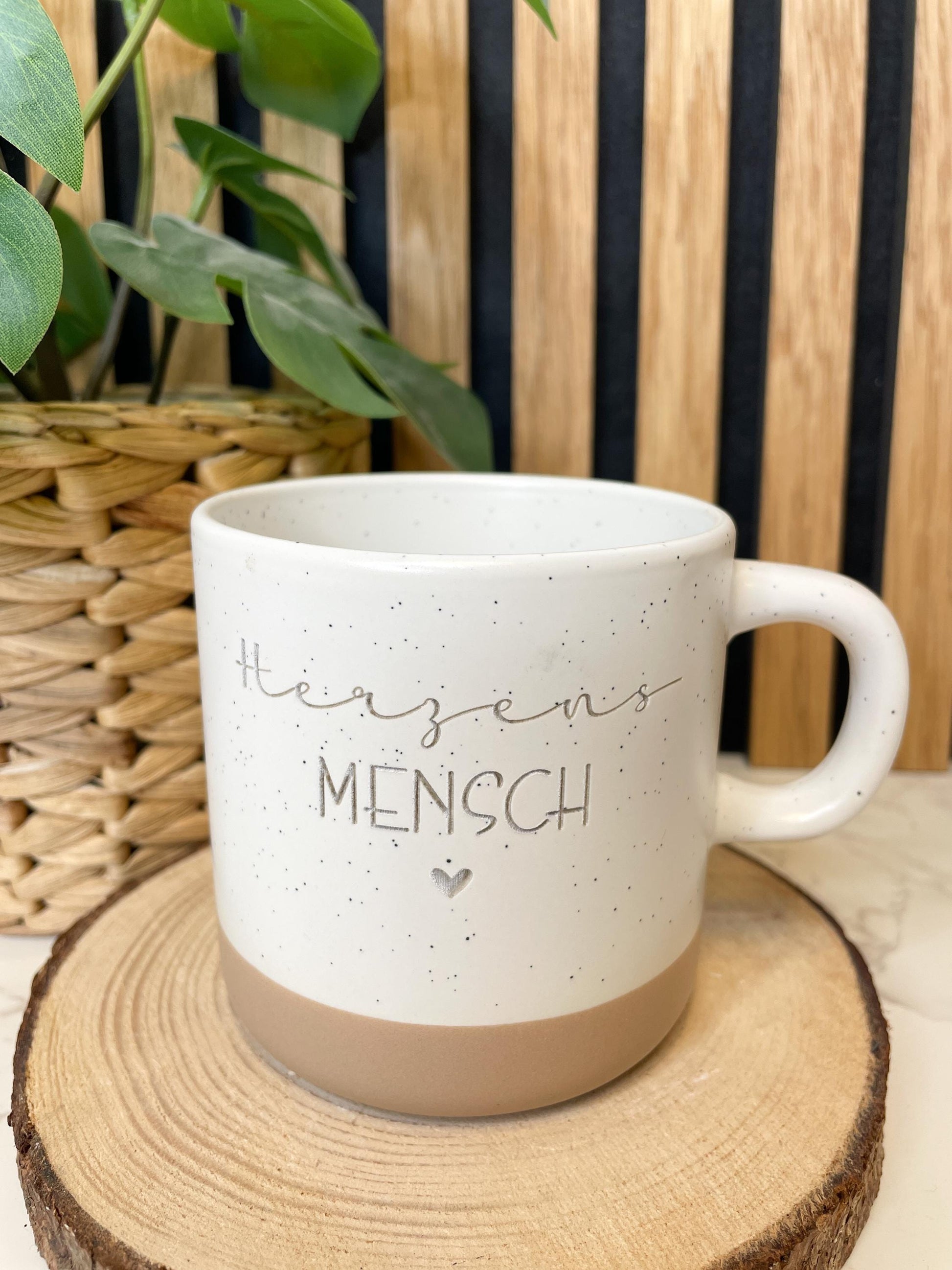 Keramikasse im Boho Stil personalisiert mit deinem Wunschaufdruck