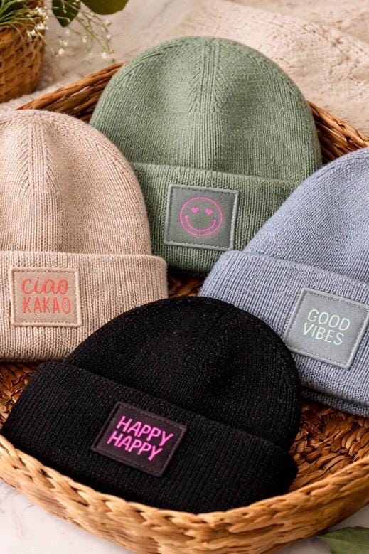 Winterbeanie Geobstrick Beanie mit deinem Wunschaufdruck