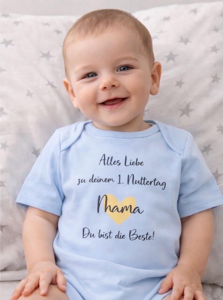 Alles Liebe zum Muttertag Mama/ Baby Body in rosa hellblau und weiß