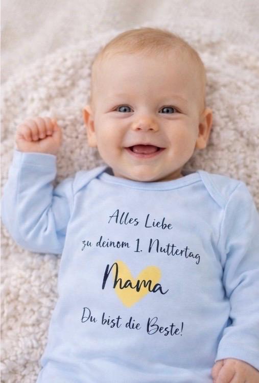 Alles Liebe zum Muttertag Mama/ Baby Body in rosa hellblau und weiß