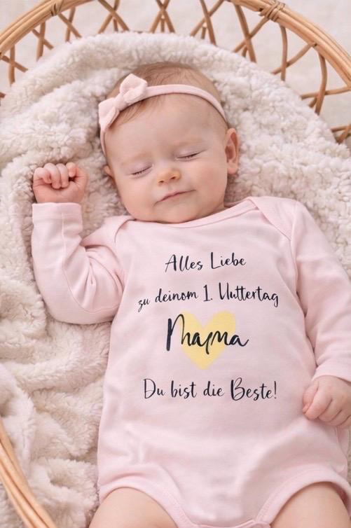 Alles Liebe zum Muttertag Mama/ Baby Body in rosa hellblau und weiß
