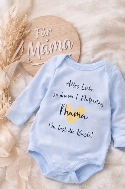 Alles Liebe zum Muttertag Mama/ Baby Body in rosa hellblau und weiß