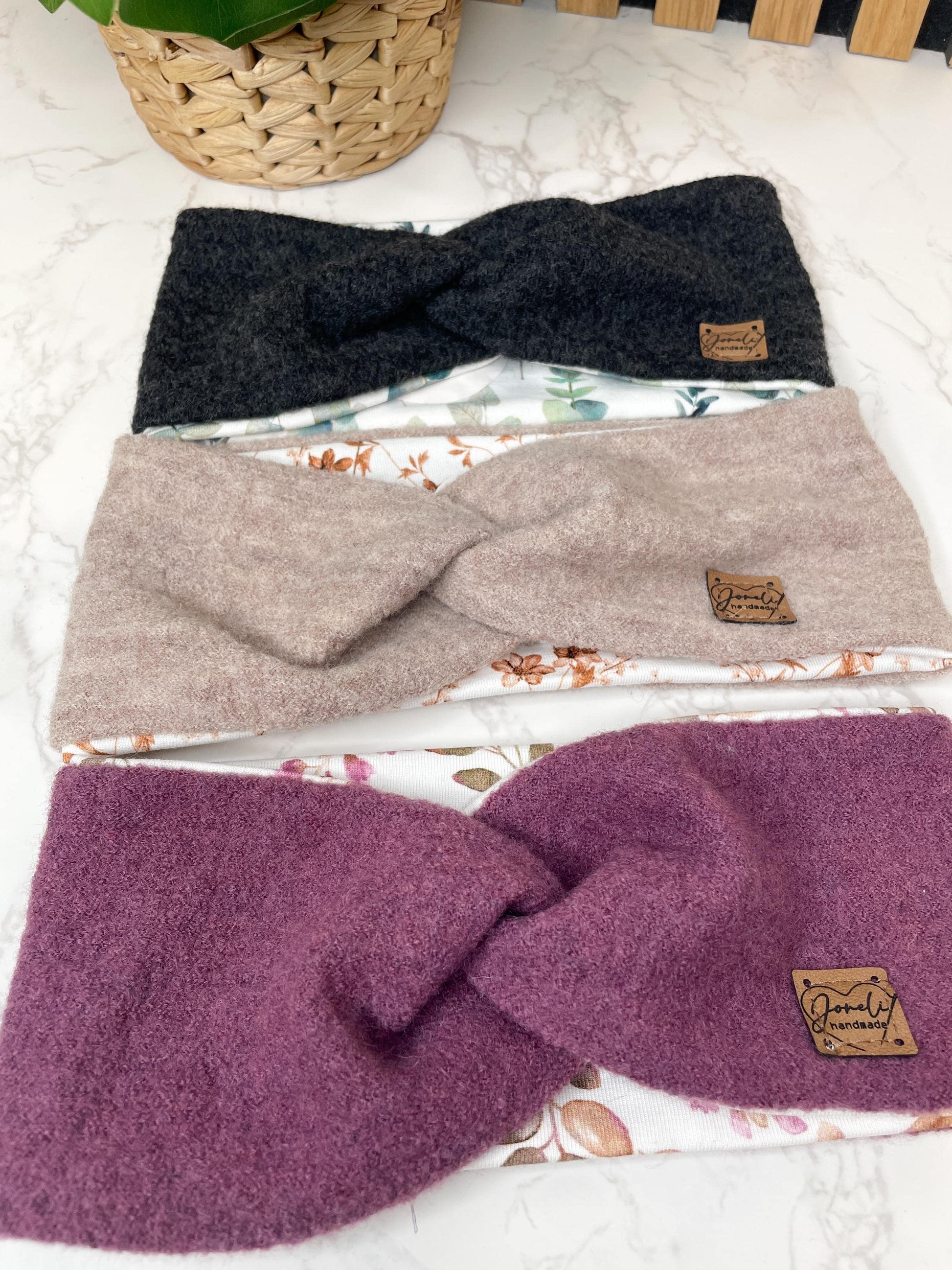 Warmes Merino Stirnband mit Knotendetail