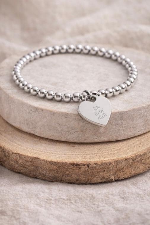 Wunderschönes Perlenarmband Mit graviert Herz Anhänger für deine Frau, Freundin oder Mama