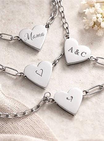 Personalisiertes Herz Armband Gold – Gravur Armband mit Namen – Valentinstag Geschenk – Muttertag Geschenk – Paperclip Armband Damen