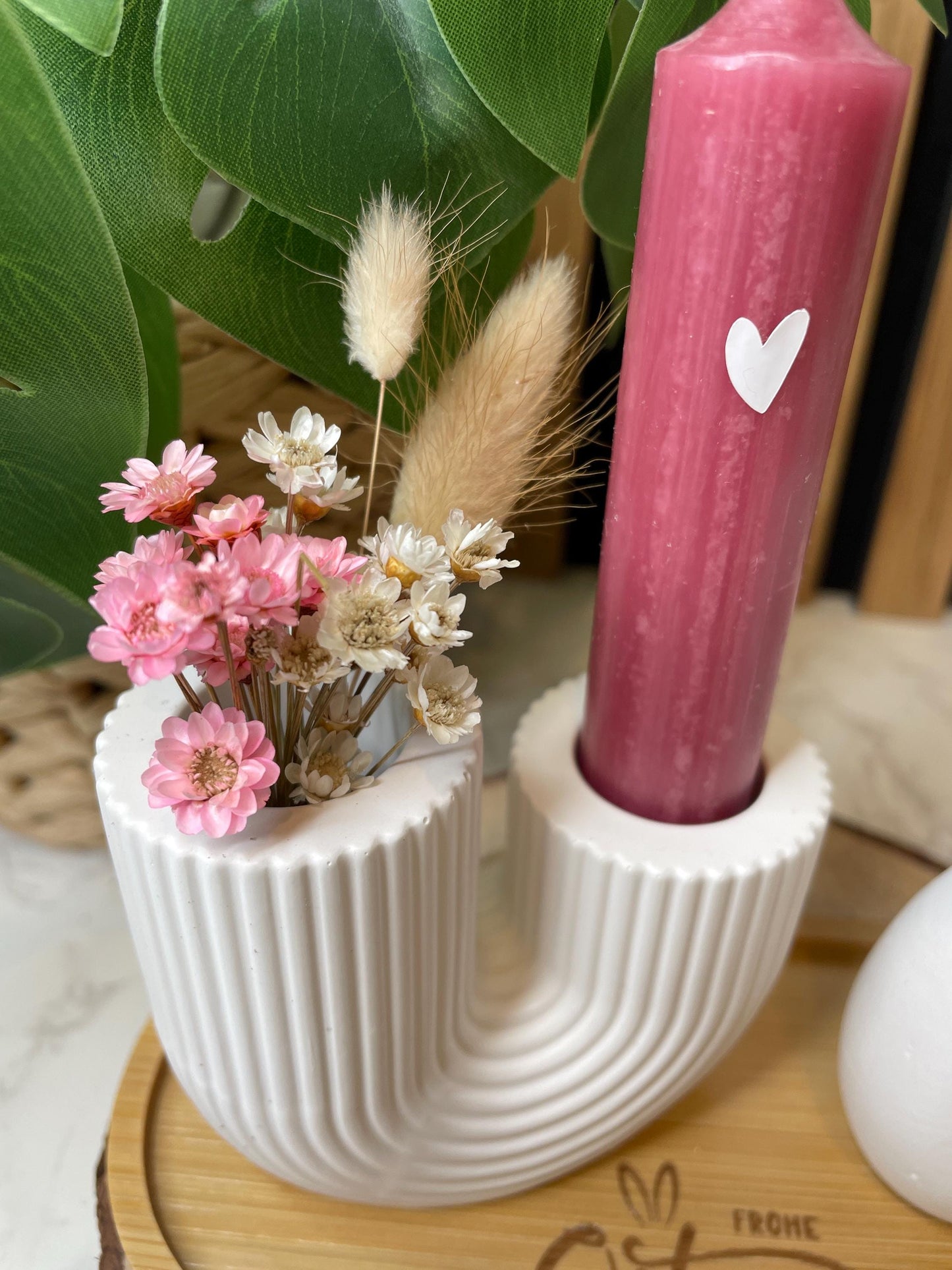 Osterset „Frohe Ostern“ – Handgegossen aus Raysin | Osterhase, Kerzenhalter & graviertes Tablett / Ostergeschenk / Osterdeko