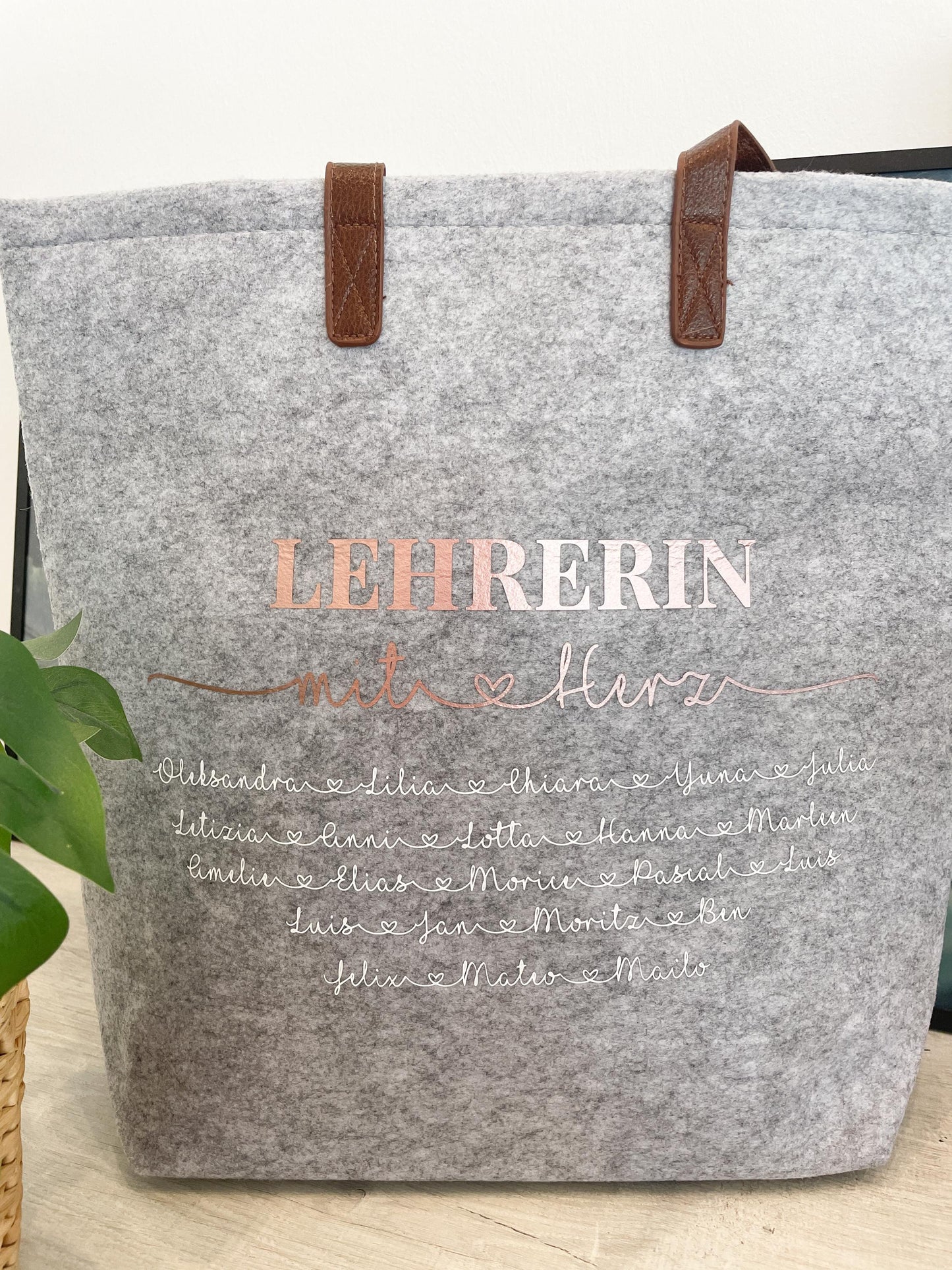 Lehrerin mit Herz untersch. Abschiedsgeschenk, Dankeschön / mit den Namen der Kinder