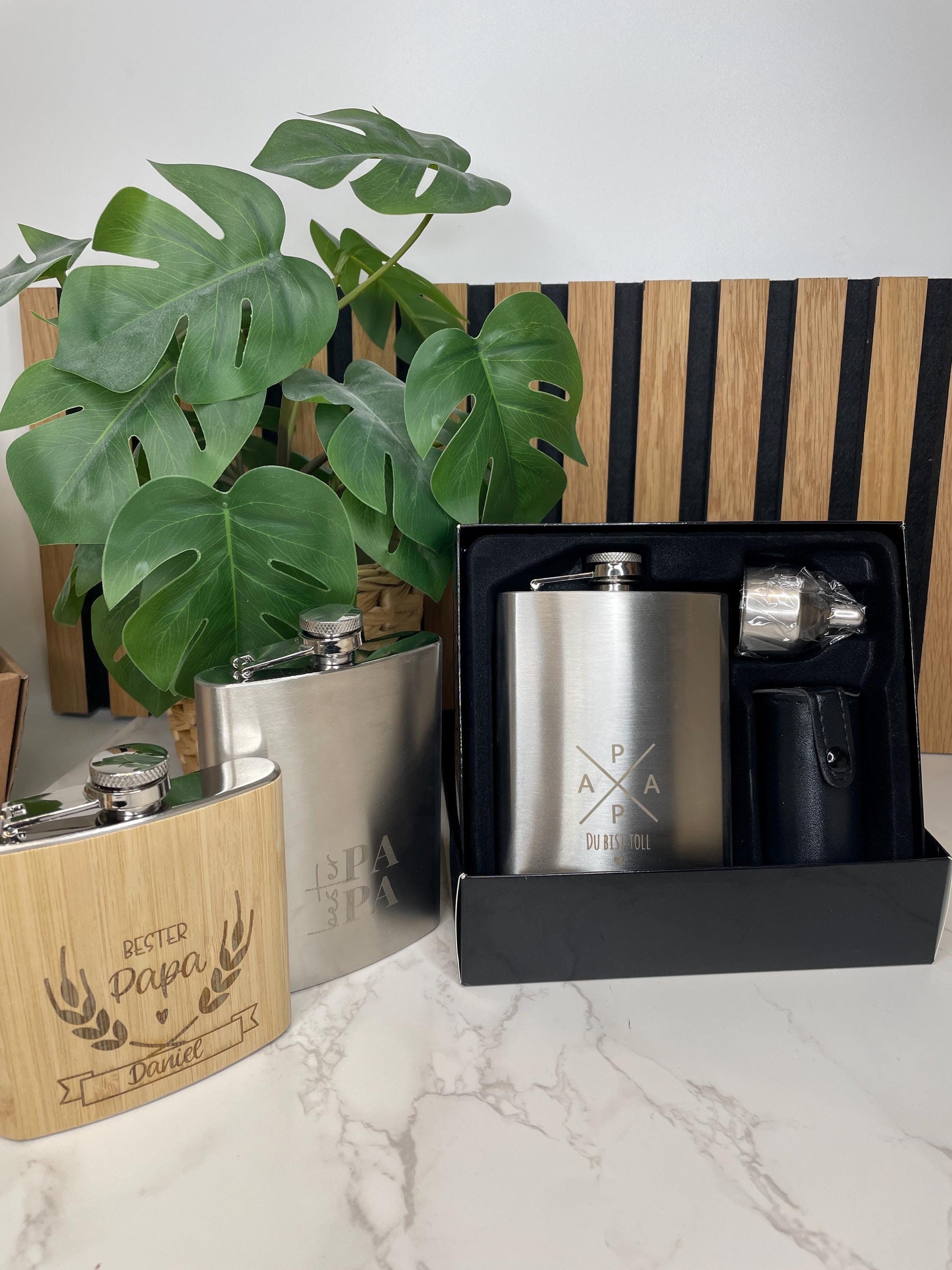 Flachmann Set für Papa & Opa – personalisierbar / Geschenk Vatertag