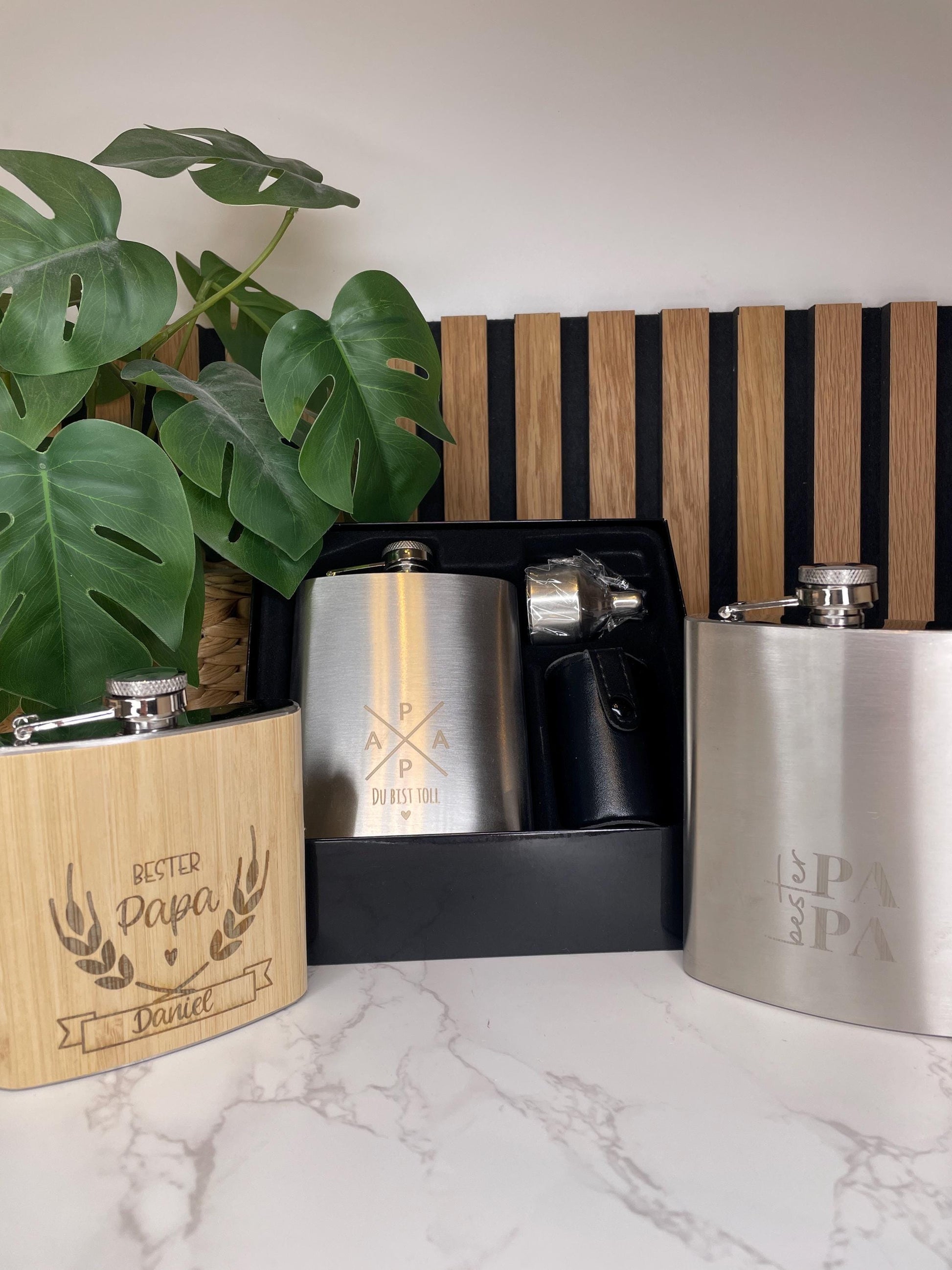 Flachmann Set für Papa & Opa – personalisierbar / Geschenk Vatertag