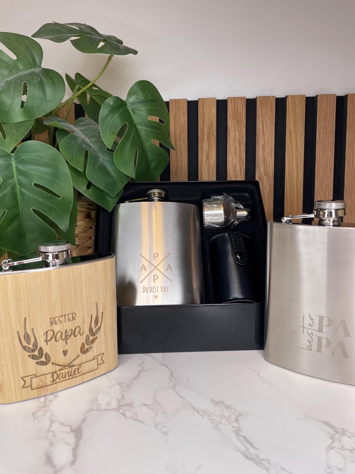 Flachmann Set für Papa & Opa – personalisierbar / Geschenk Vatertag