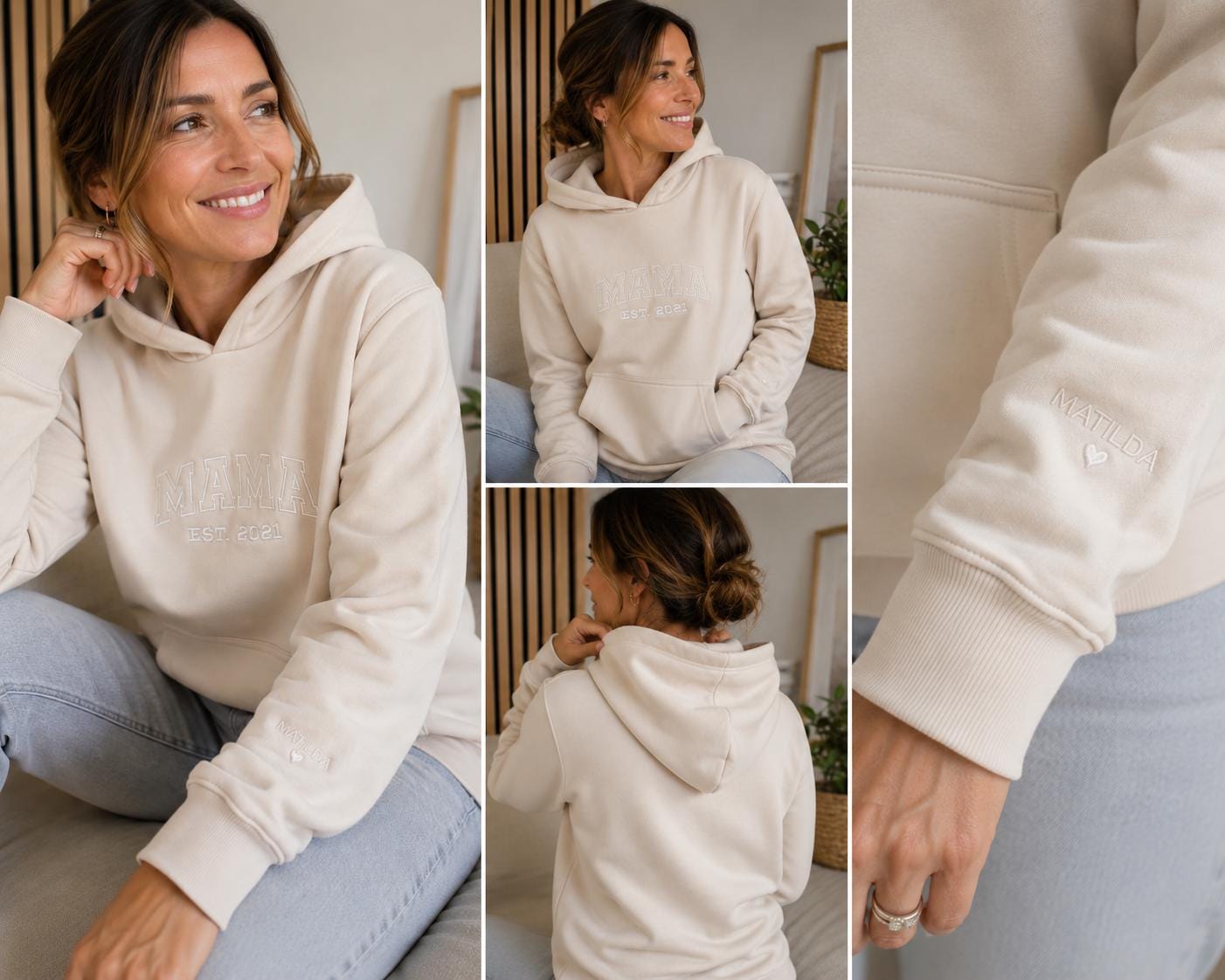 Personalisierter MAMA Hoodie – bestickt mit Kindernamen & Geburtsjahr | Kuscheliger Hoodie