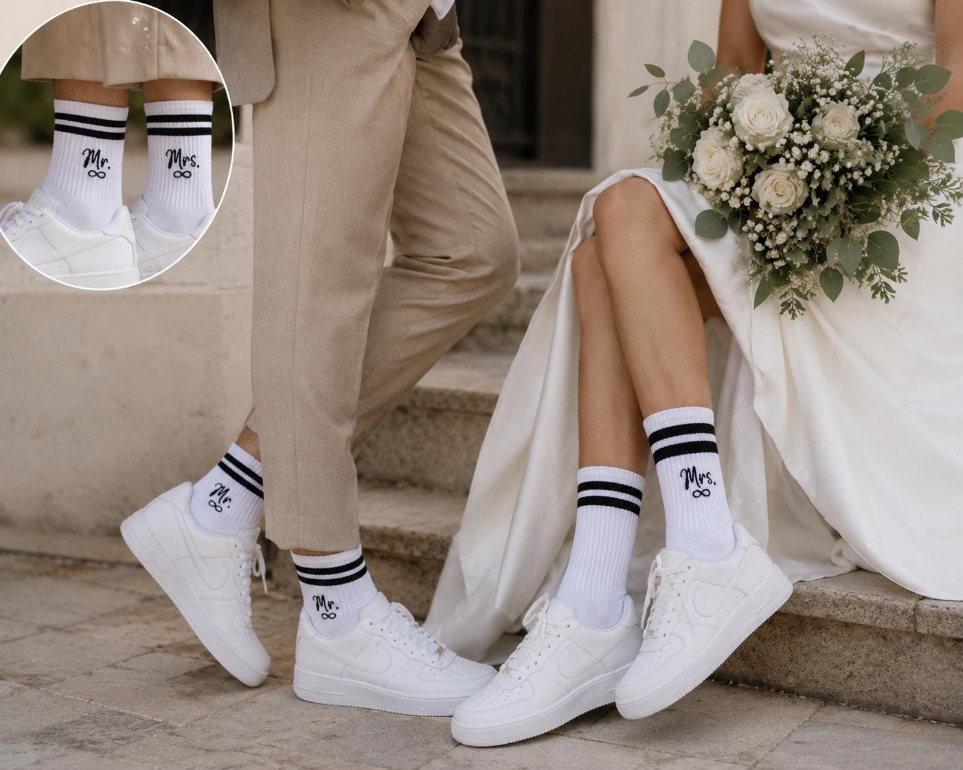 Personalisierte Hochzeitssocken – Mr. & Mrs. mit Wunschname