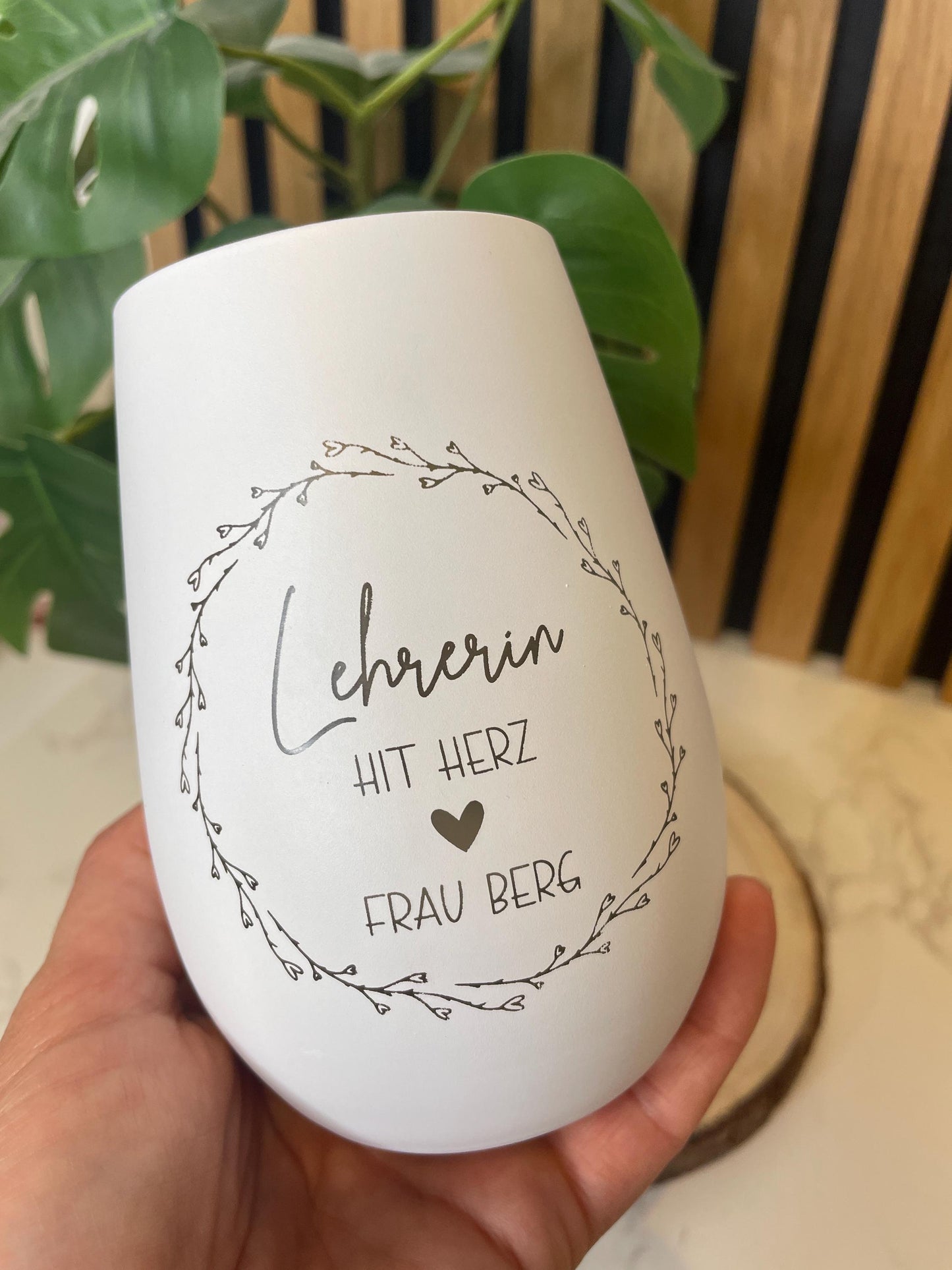 Personalisiertes Windlicht aus Glas – “Hebamme mit Herz” mit individueller Namensgravur