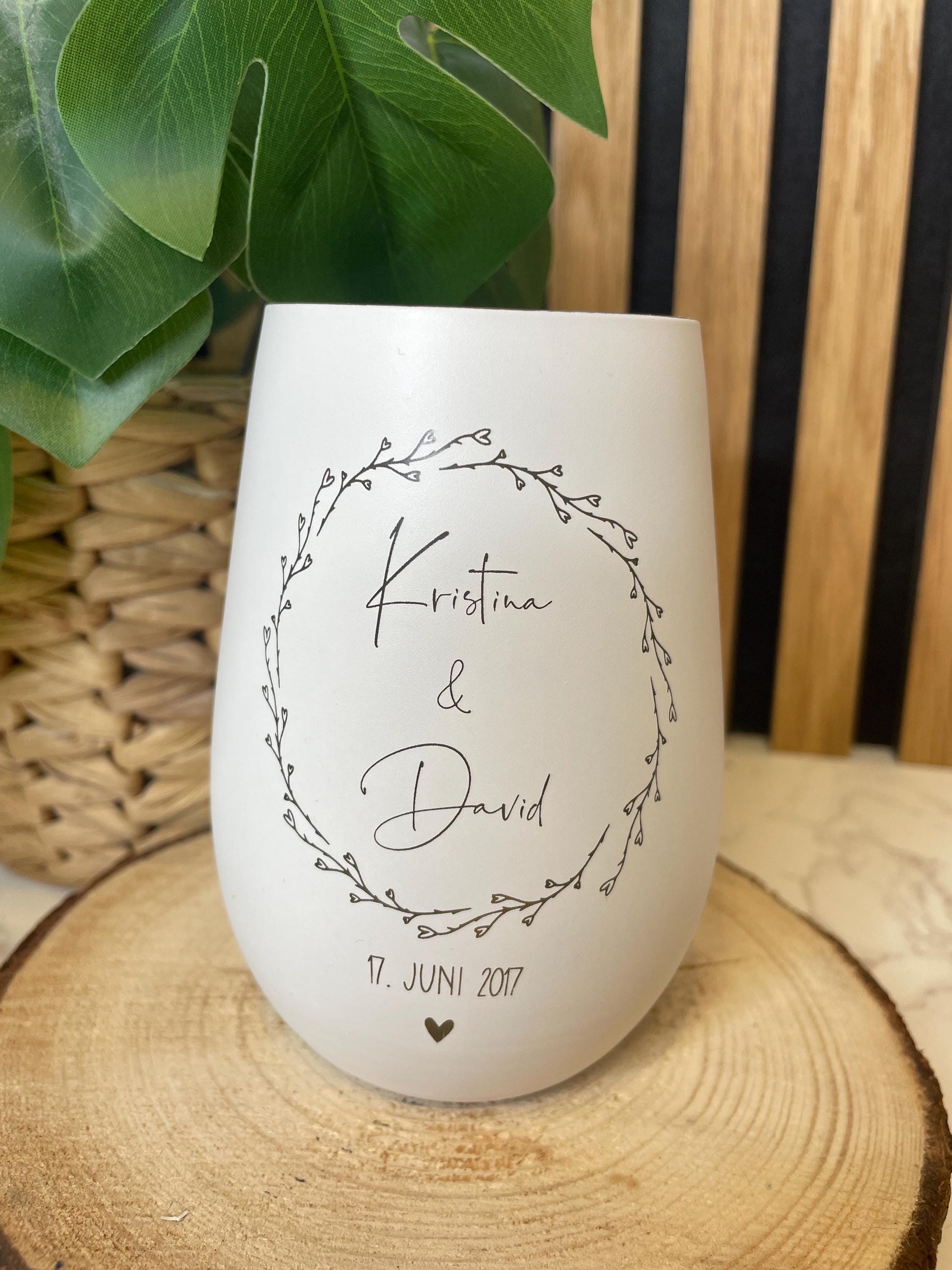Individuell graviertes Windlicht aus hochwertigem Glas – Personalisiertes Hochzeitsgeschenk mit Namen & Hochzeitsdatum