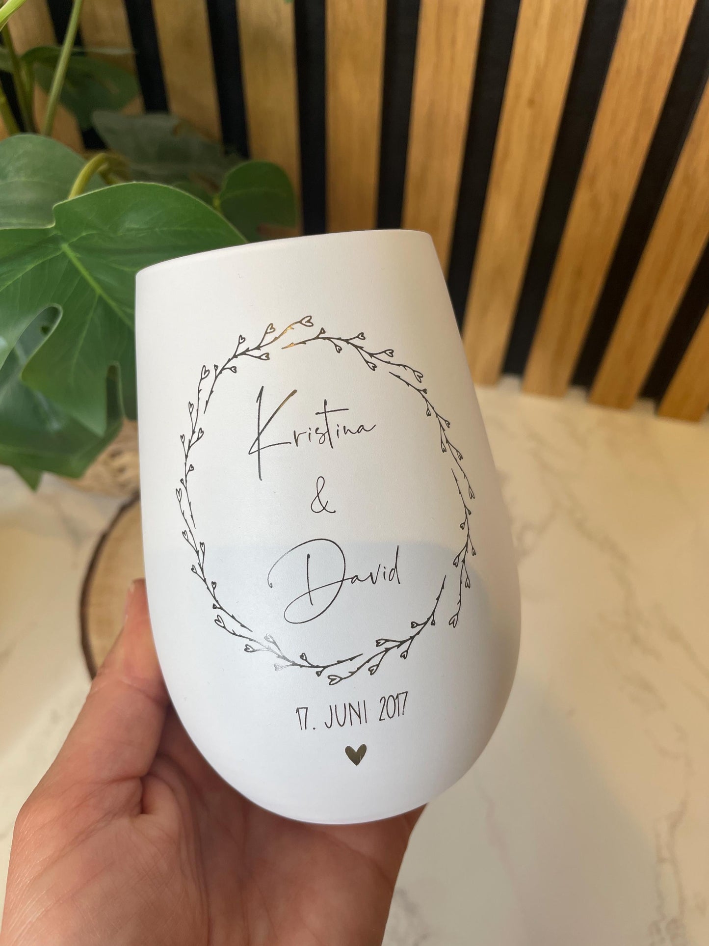 Individuell graviertes Windlicht aus hochwertigem Glas – Personalisiertes Hochzeitsgeschenk mit Namen & Hochzeitsdatum