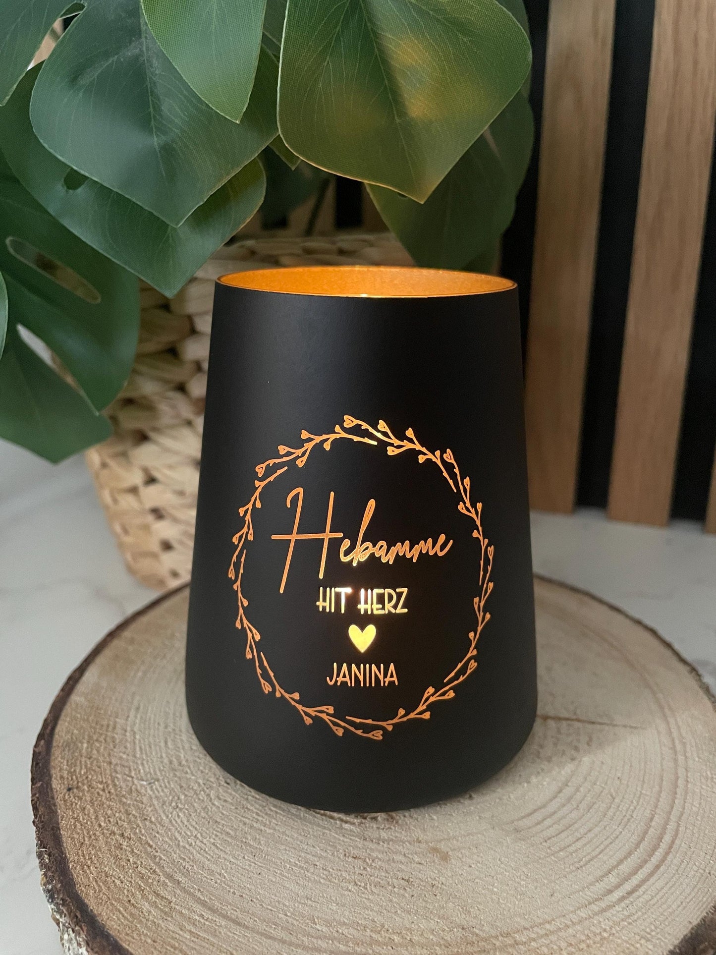 Personalisiertes Windlicht aus Glas – „Lehrerin mit Herz“ | Individuell graviert | Geschenk für Lehrer & Lehrerinnen
