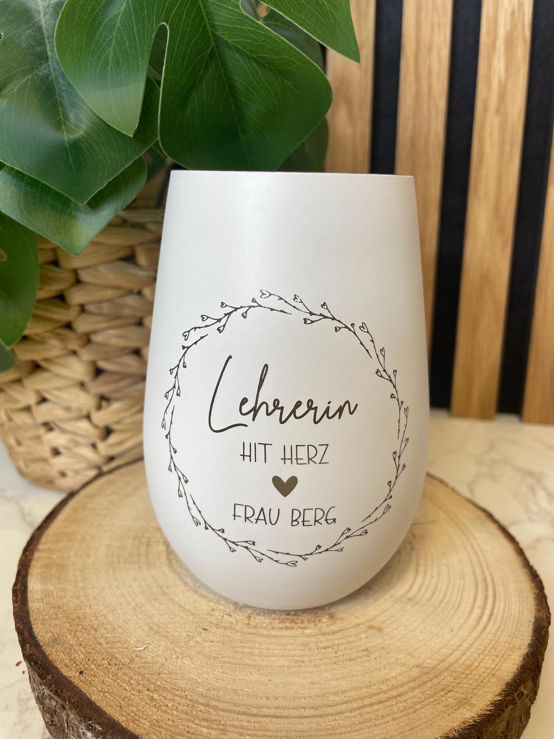 Personalisiertes Windlicht aus Glas – „Lehrerin mit Herz“ | Individuell graviert | Geschenk für Lehrer & Lehrerinnen